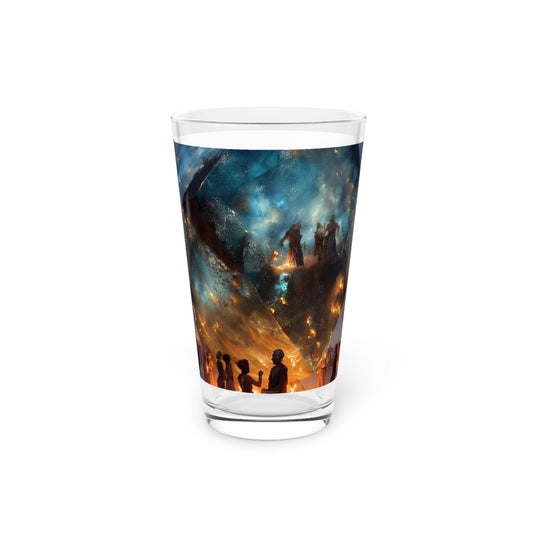 Celestial Cube Pint Glass, 16oz – Gateway to a Starlit Ceremony