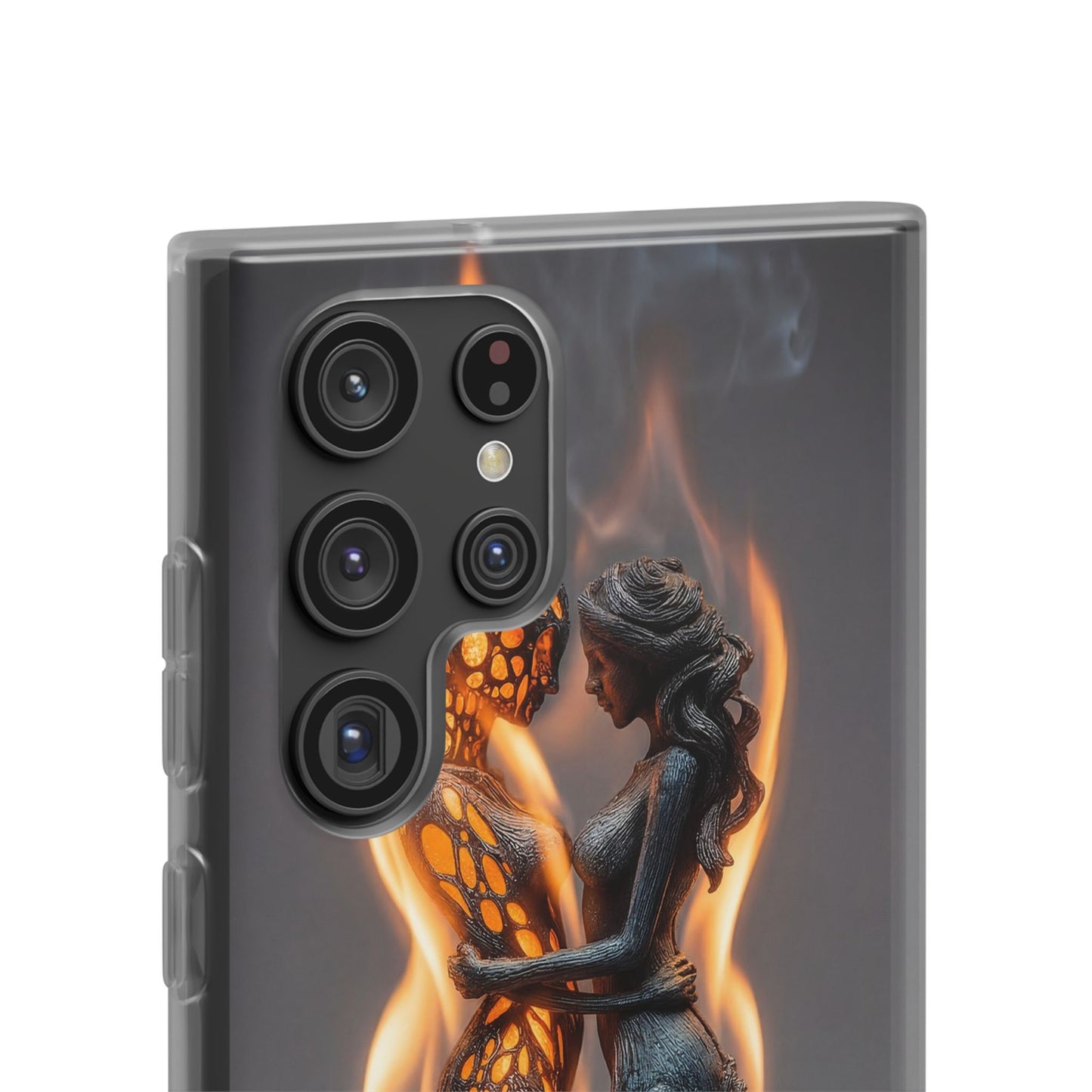 Flame-Embraced Lovers Flexi Cases – Intimate Glow Within the Fire