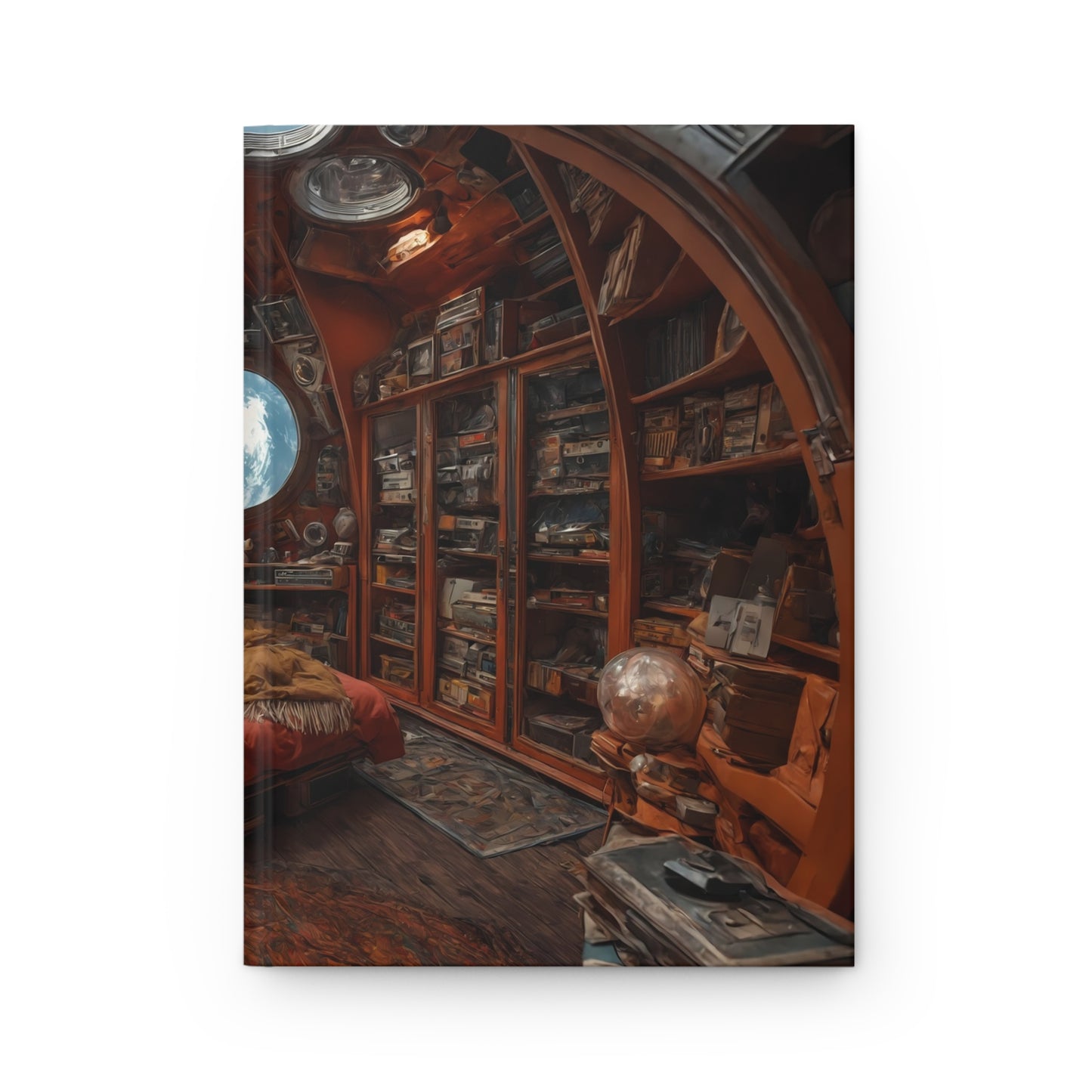 Cosmic Sleeper Hardcover Journal Matte – Earth’s Blue Glow Through Orbital Windows