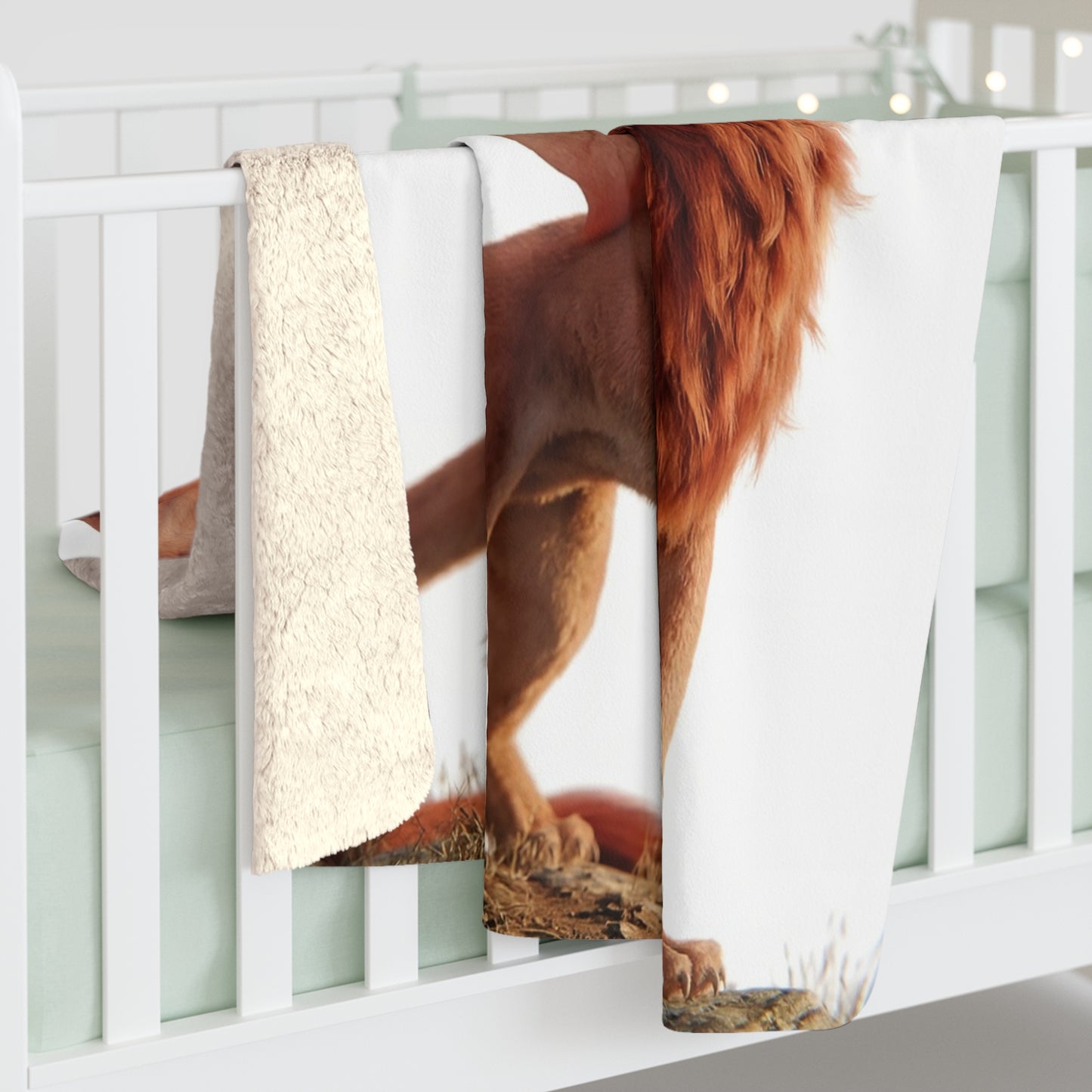 Winged Lion Sentinel Sherpa Fleece Blanket – Golden Hour Guardian