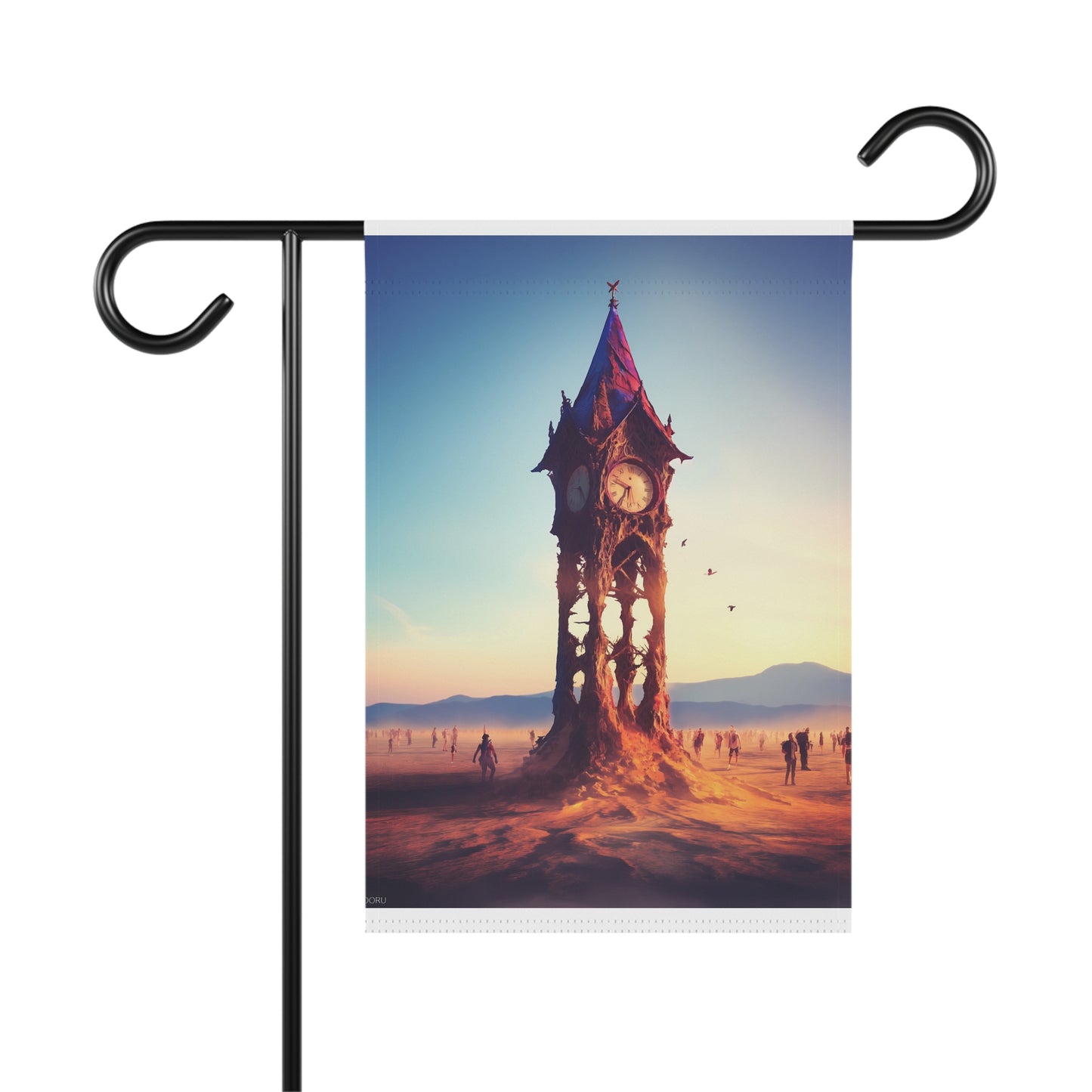 Surreal Clock Tower in Desert Sunset - Product