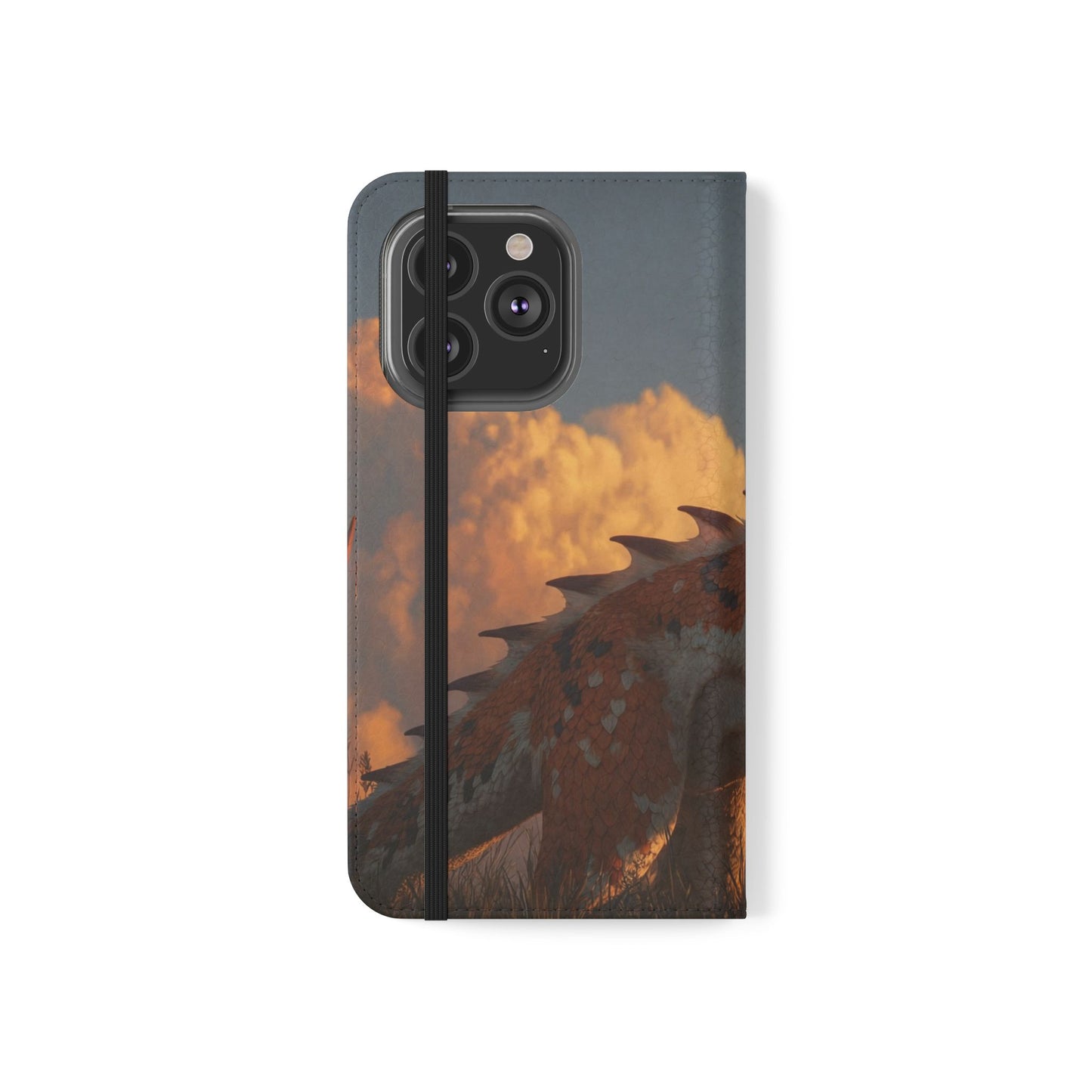 Gilded Dragon Flip Cases – Amber Sunset Guardian
