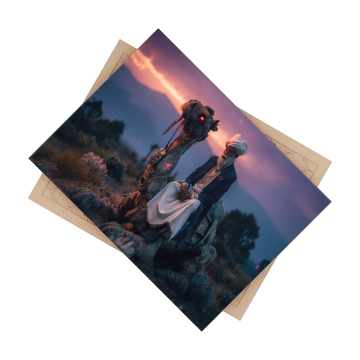 Mystic Camel Rider Ceramic Photo Tile – Sunset Guardian of the Dunes