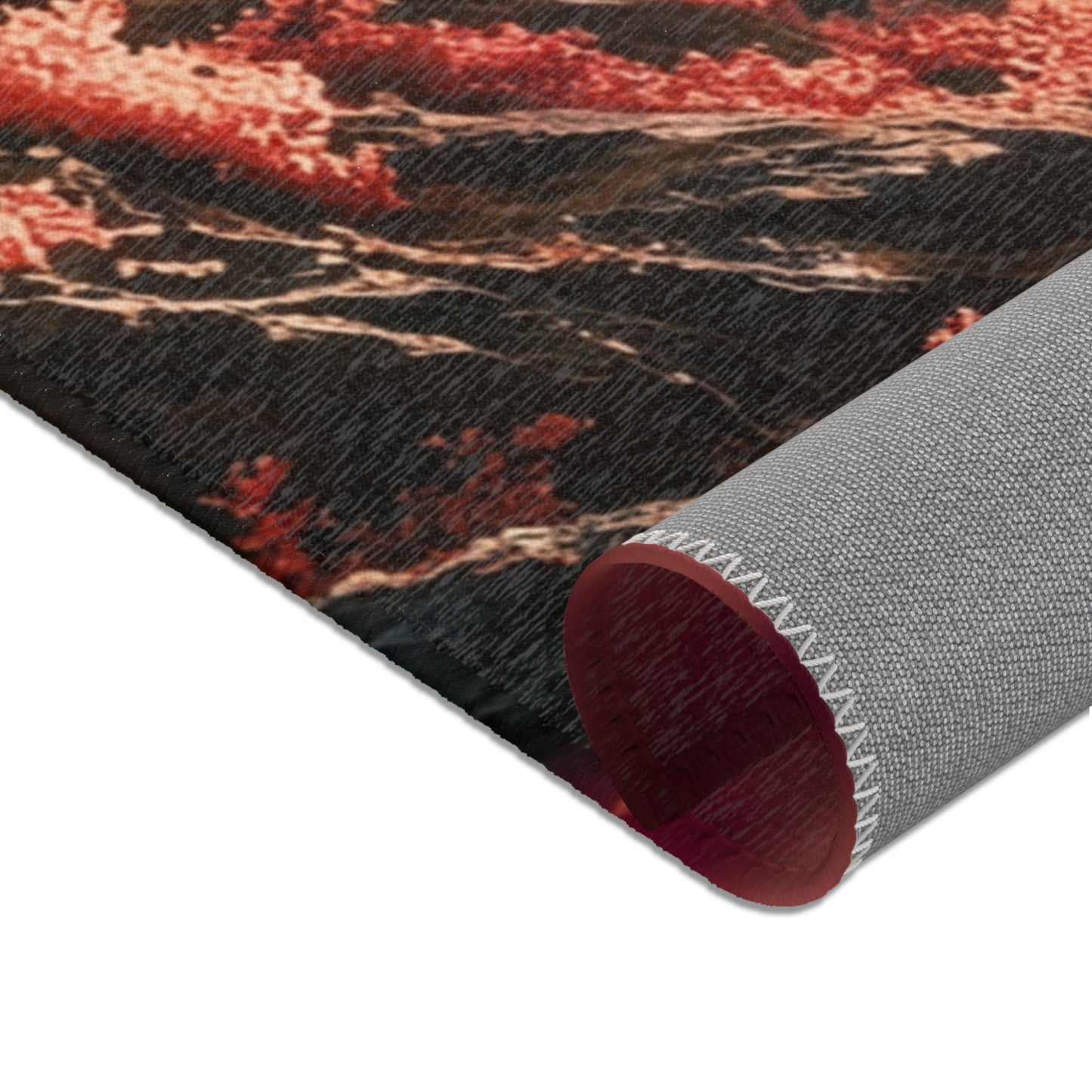 Crimson Canopy Love Rug – Sunset Embrace Under Whispering Trees