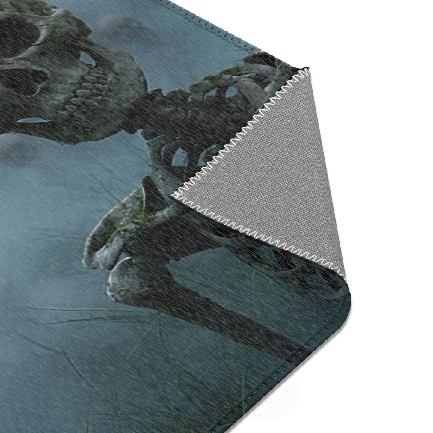 Bonekeeper’s Whisper Area Rug – Misty Graveyard Sentinel
