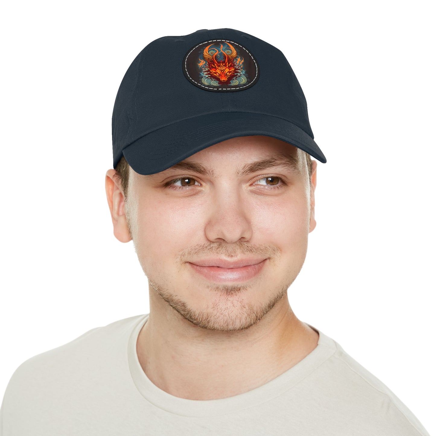 tshirt design, nine-tailed fox - Dad Hat with Leather Patch (Round)