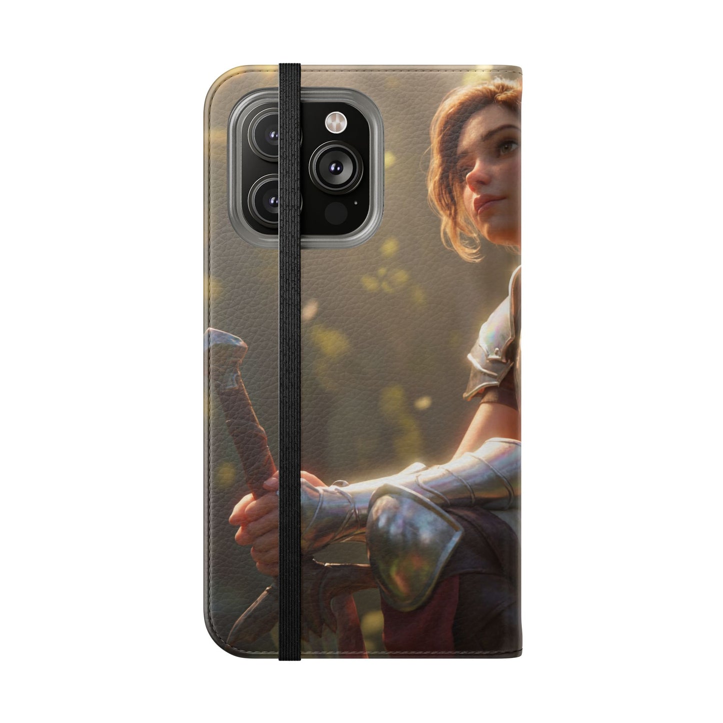 Elven Knight with Dragon Flip Cases – Iridescent Armor & Tiny Guardian Portrait