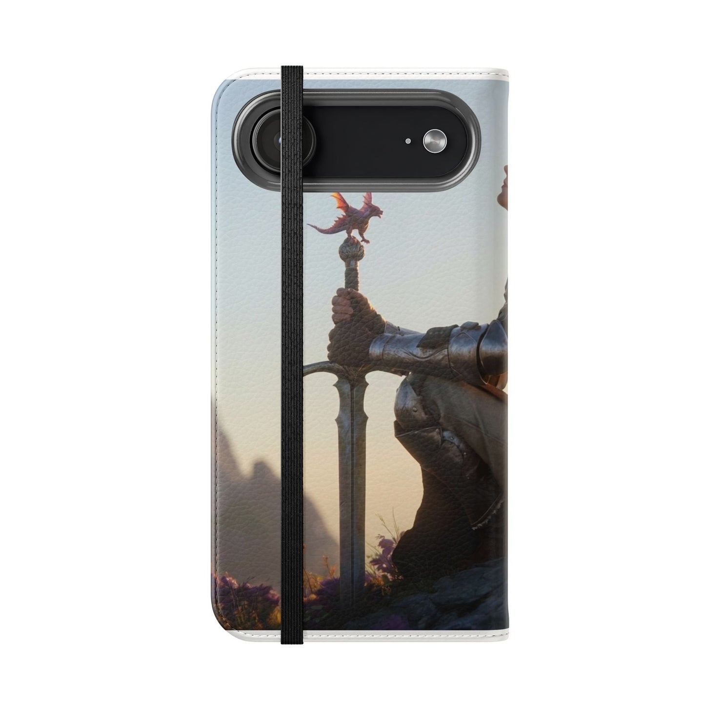 Dragon Knight Flip Cases – Sunlit Sentinel with Mini Drake and Sword
