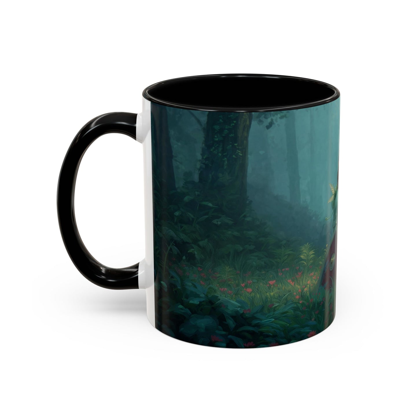 Sentinel in Mist Accent Coffee Mug (11, 15oz) – Guardian of the Whispering Woods