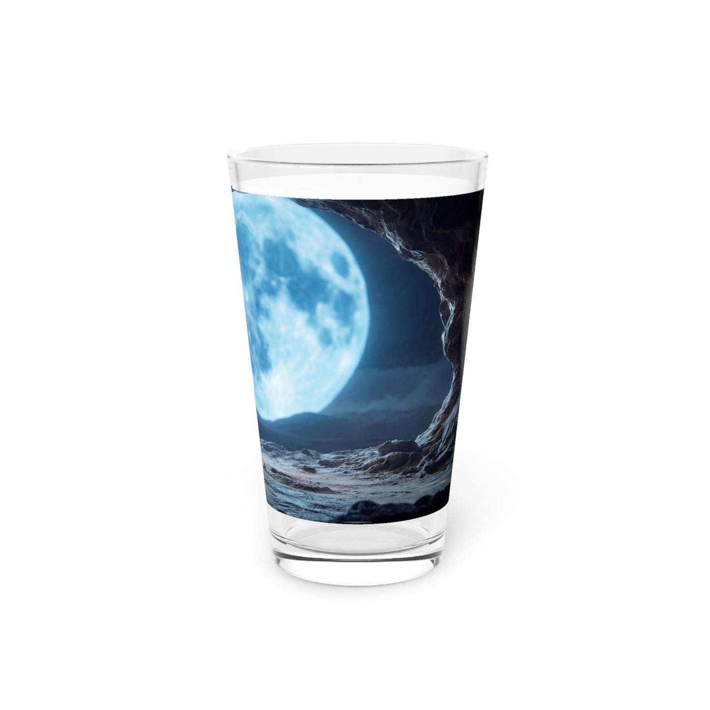Moonlit Monk Meditation Pint Glass – 16oz Serene Cave Sanctuary