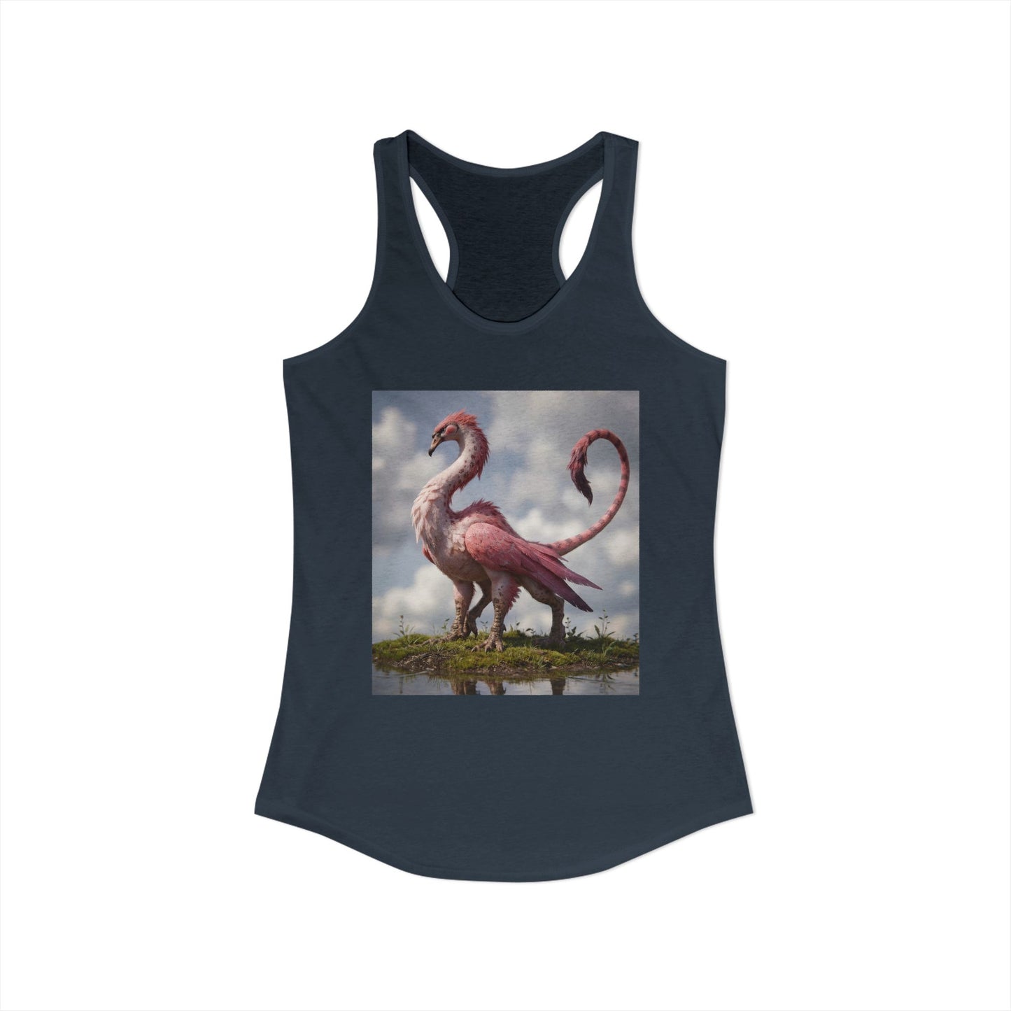 Pink Feathered Dinosaur Women's Ideal Racerback Tank – Mossy Marsh Guardian