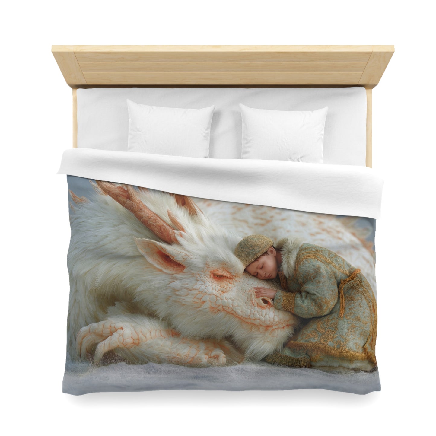 Sleeping Dragon & Child Duvet Cover – Ivory Scale Sanctuary