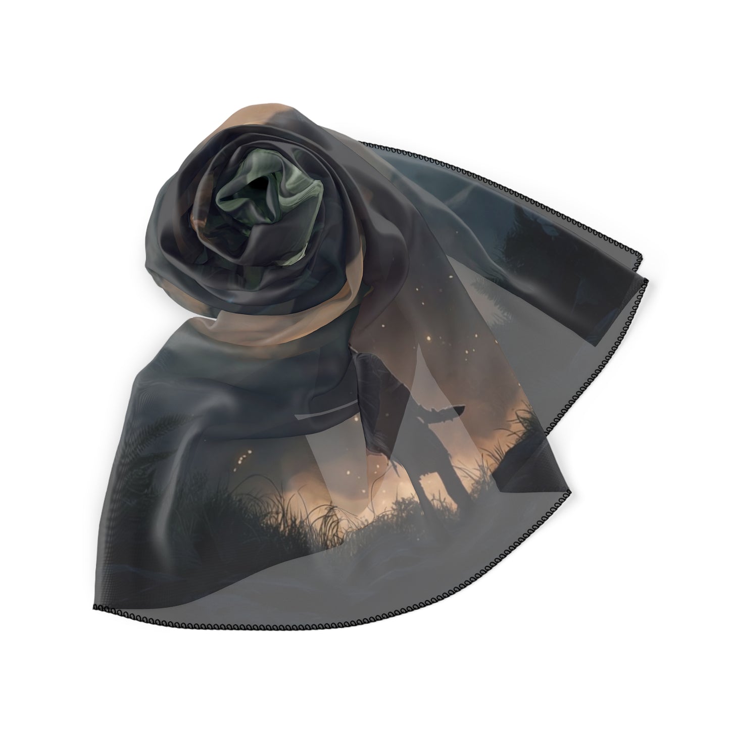 Ancient Forest Dragon Poly Scarf – Whispers of Moss and Ember Eyes