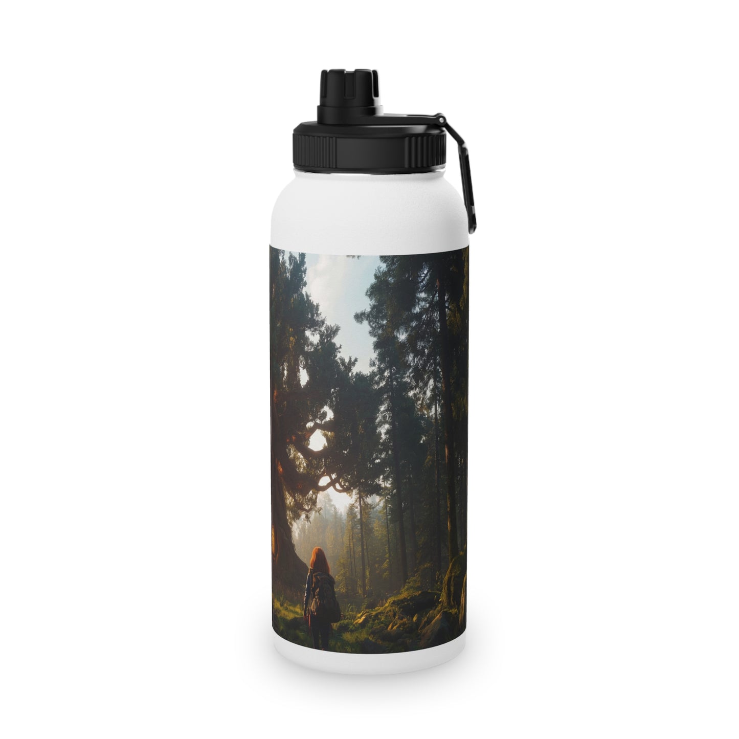 Ancient Treehouse Door Water Bottle – Sunlit Forest Sanctuary