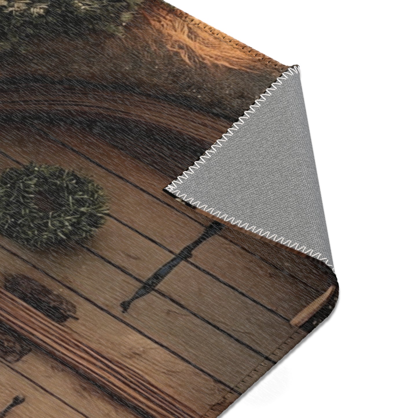 Winter Hollow Cottage Rug – Snow-Dusted Stone & Wood Sanctuary