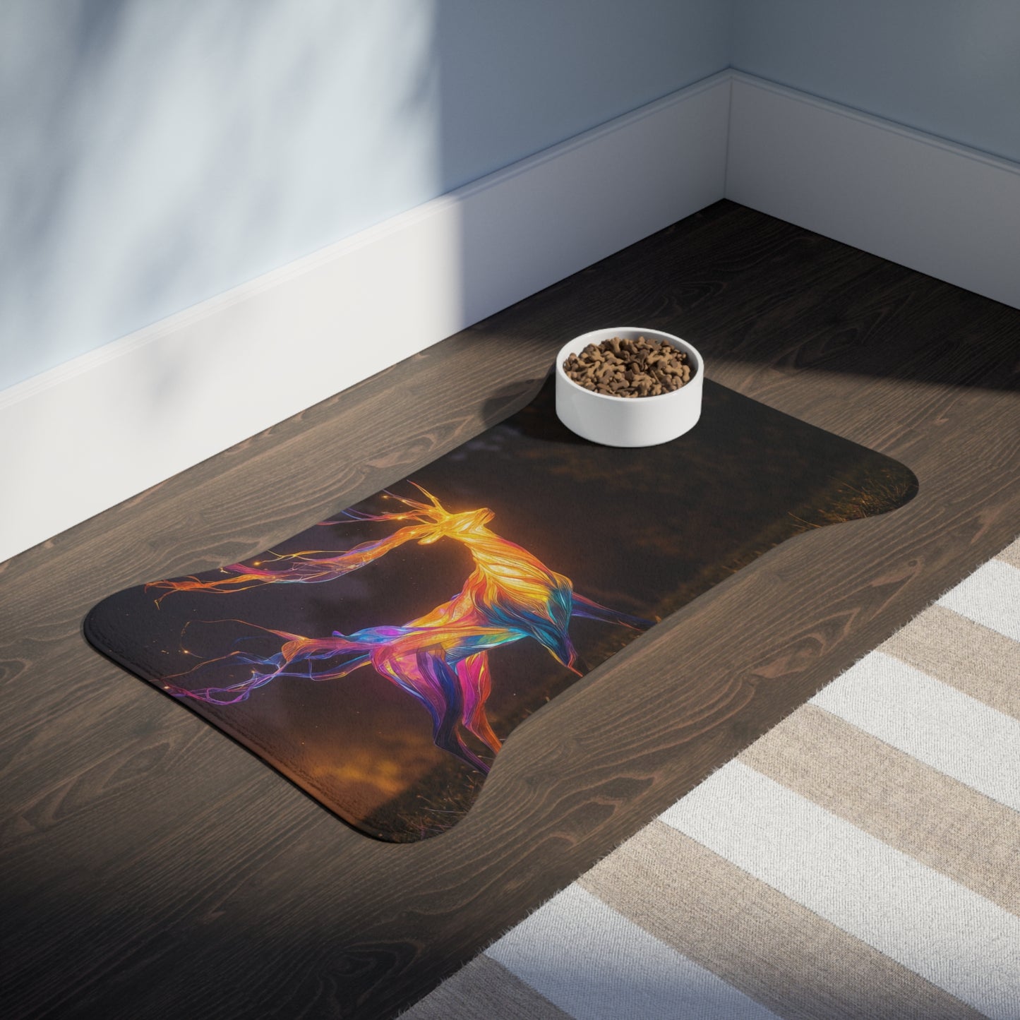 Chromatic Stag Pet Feeding Mats – Electric Forest Glow