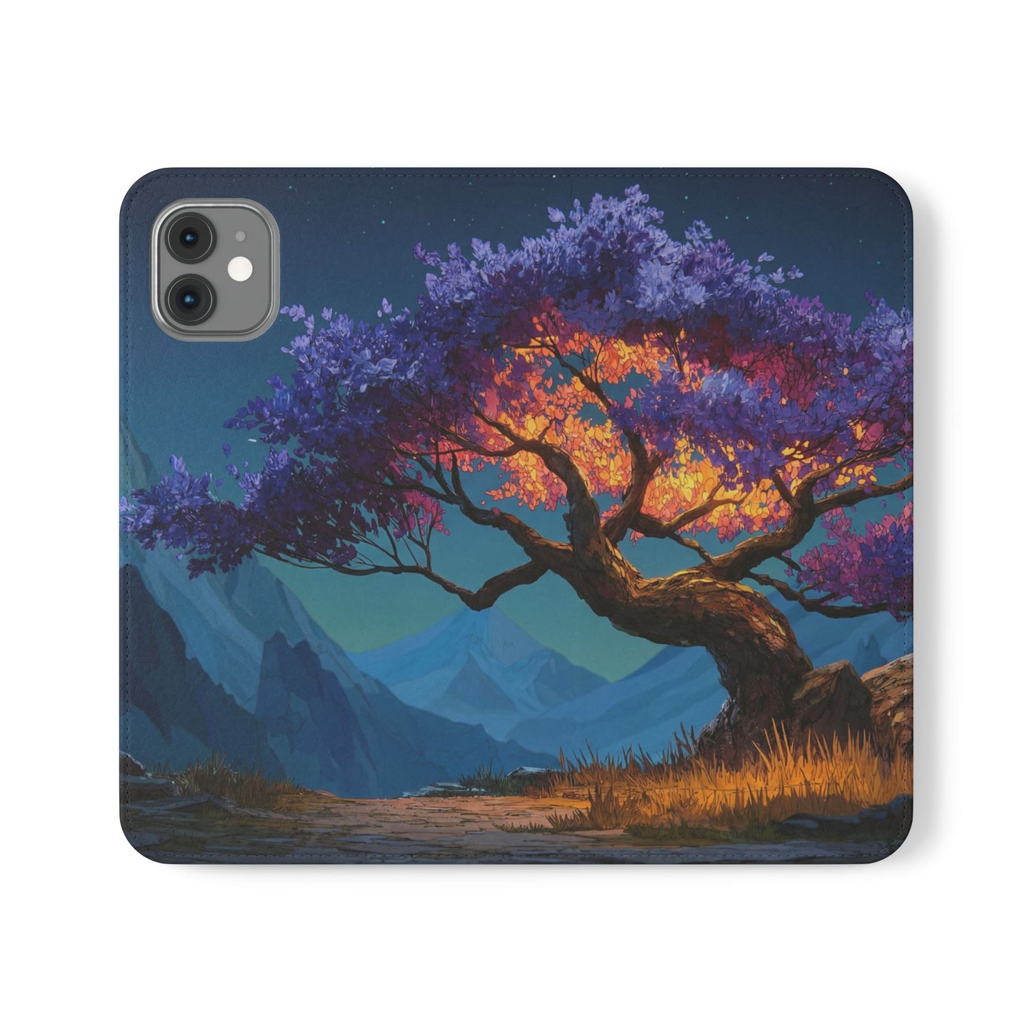 Violet Flame Tree Flip Cases – Twilight Mountain Glow Case