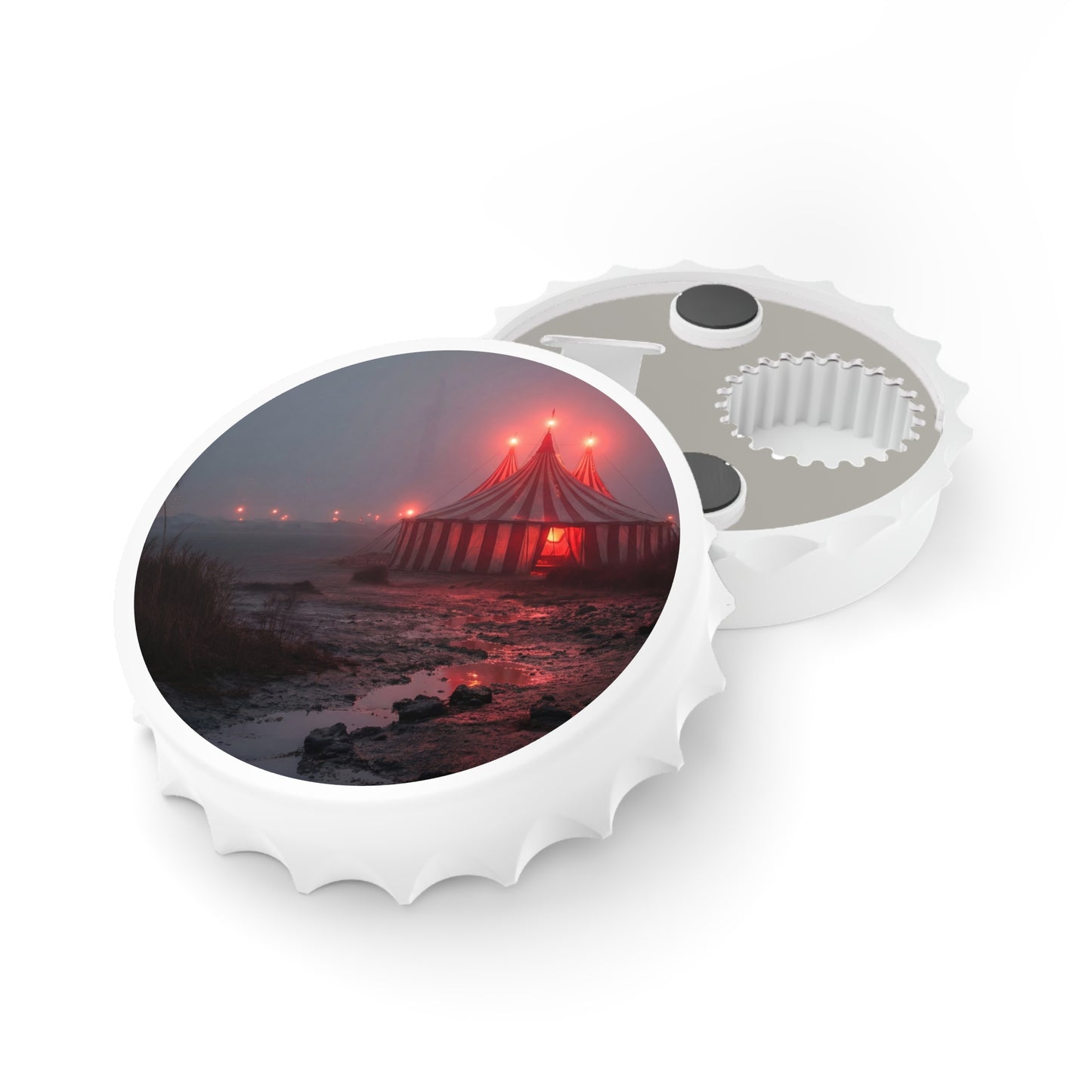 Crimson Circus Tent Bottle Opener – Midnight Carnival Glow