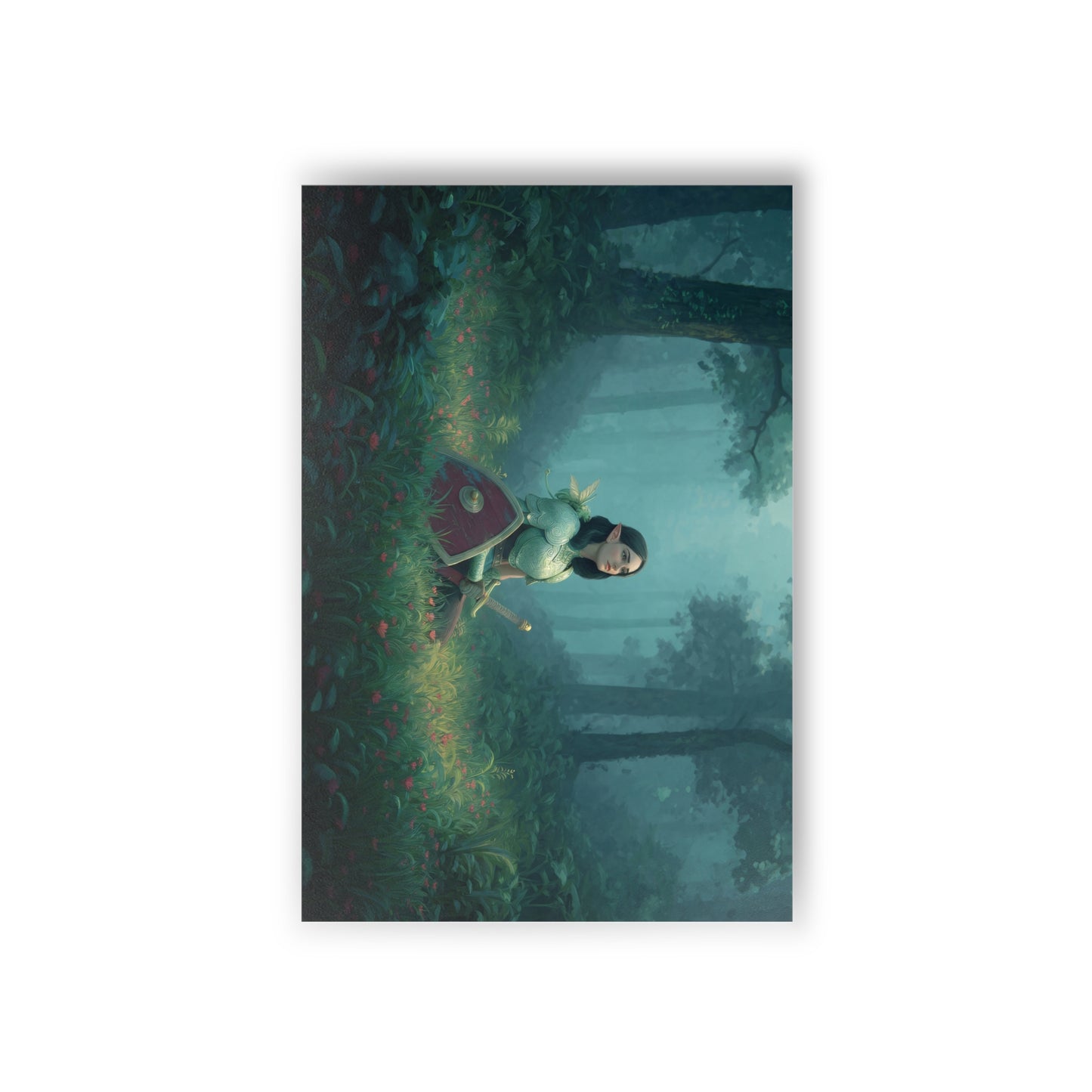 Forest Sentinel Postcards (10pcs) – Emerald Knight at Rest