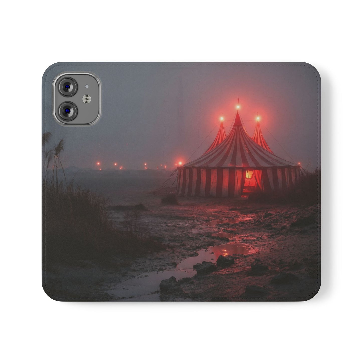 Crimson Circus Tent Flip Cases – Misty Coastside Lantern Scene