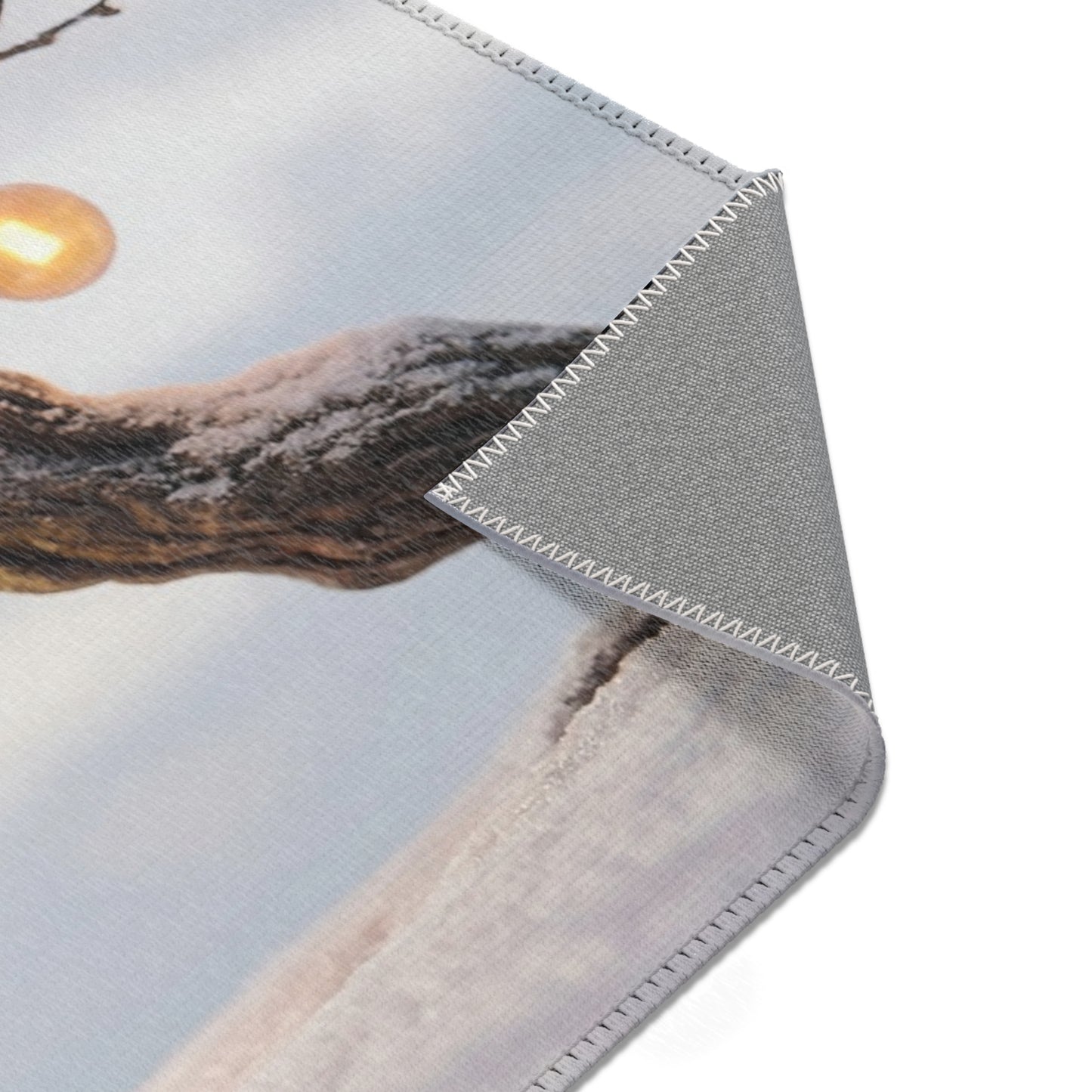 Snow Fox Lanterns Area Rug – Winter’s Quiet Glow Under Bare Branches