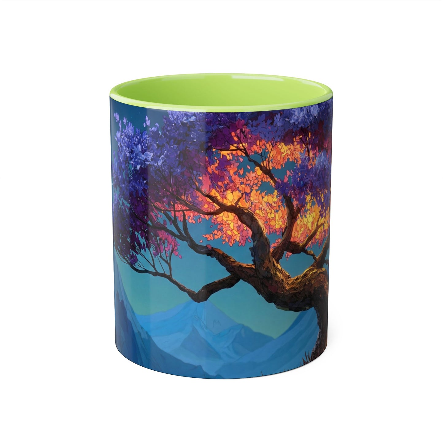 Twilight Bloom Accent Mugs, 11oz – Starlit Canopy & Golden Sunlight
