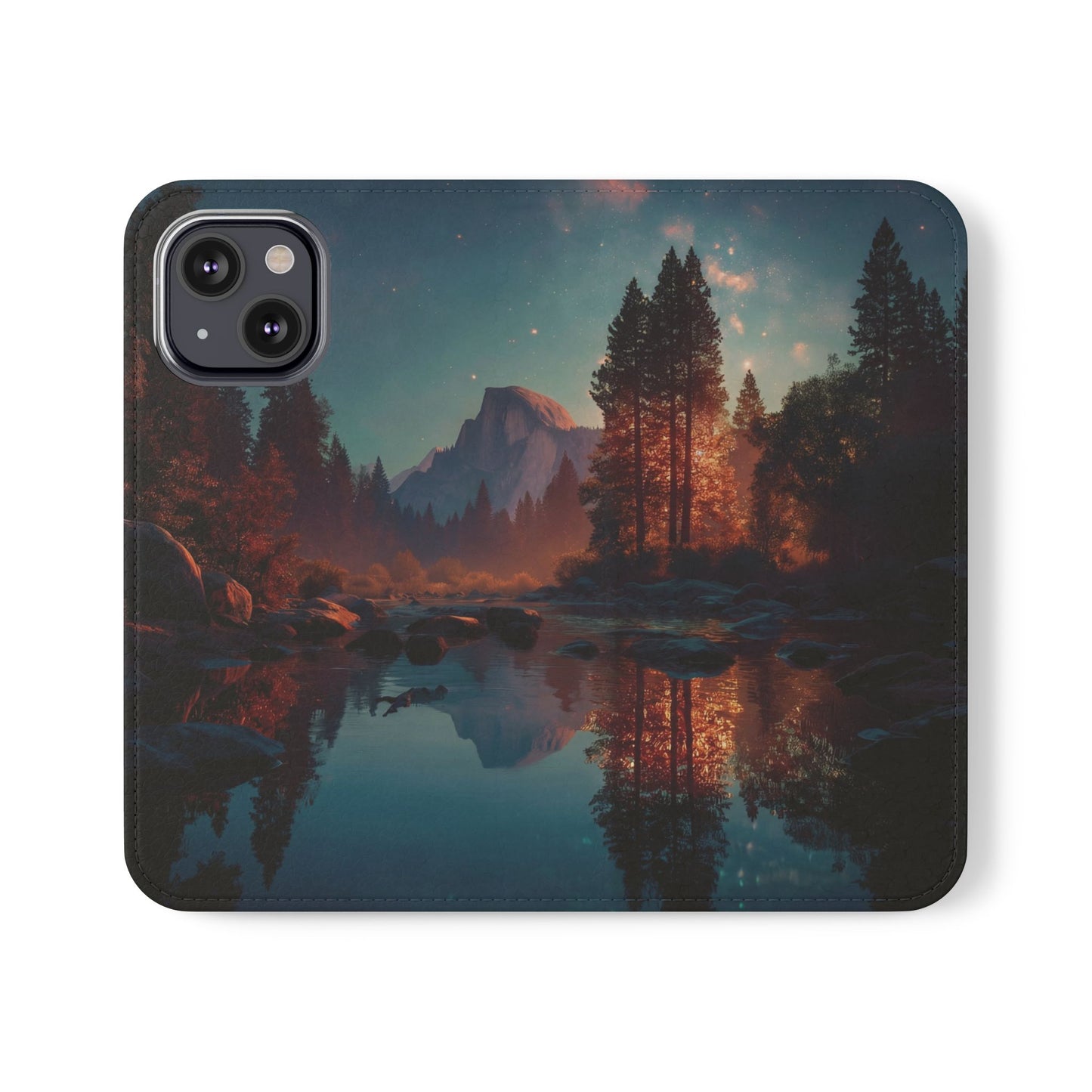 Starlit Valley Flip Cases – Twilight River and Half Dome Reflections