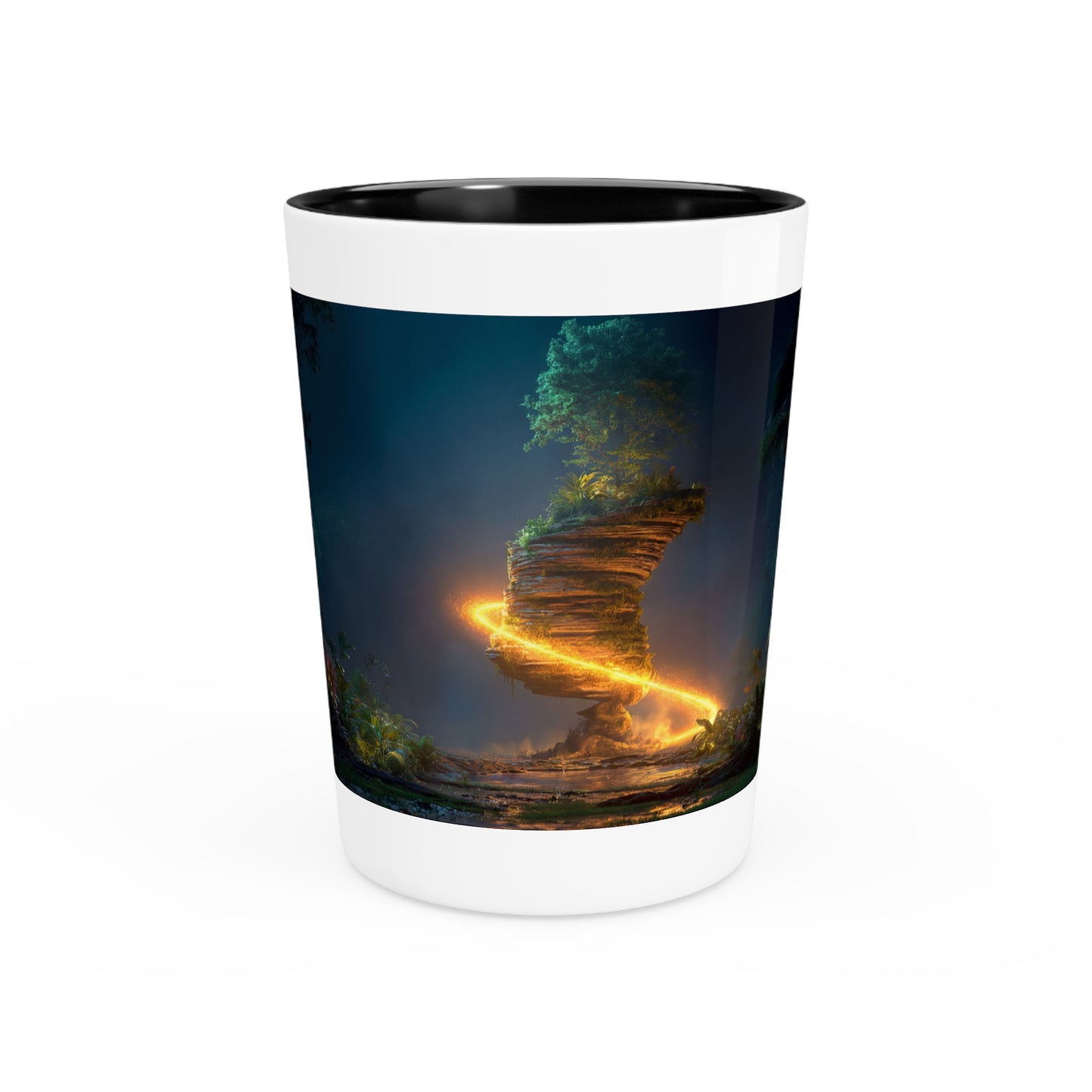Floating Temple Ruins Shot Glass – Luminous Jungle Gateway