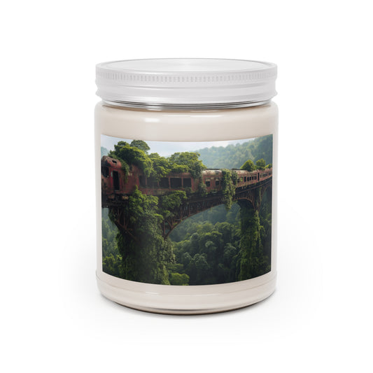 Overgrown Train Bridge Scented Soy Candles with White Lid, 9oz – Verdant Ruins of a Forgotten Journey