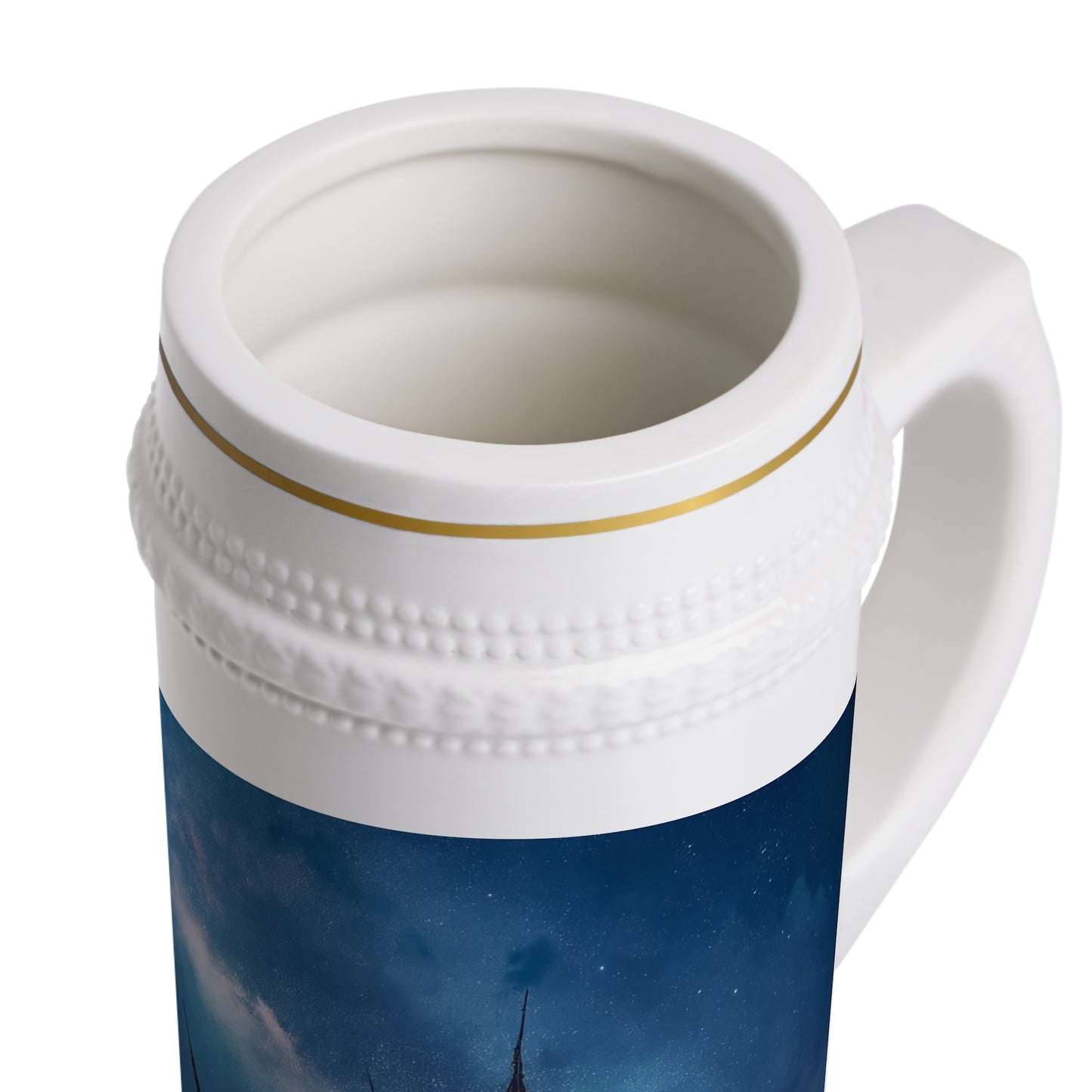 Starlit Campfire Stein Mug – Glowing Canvas Tent Under Milky Way