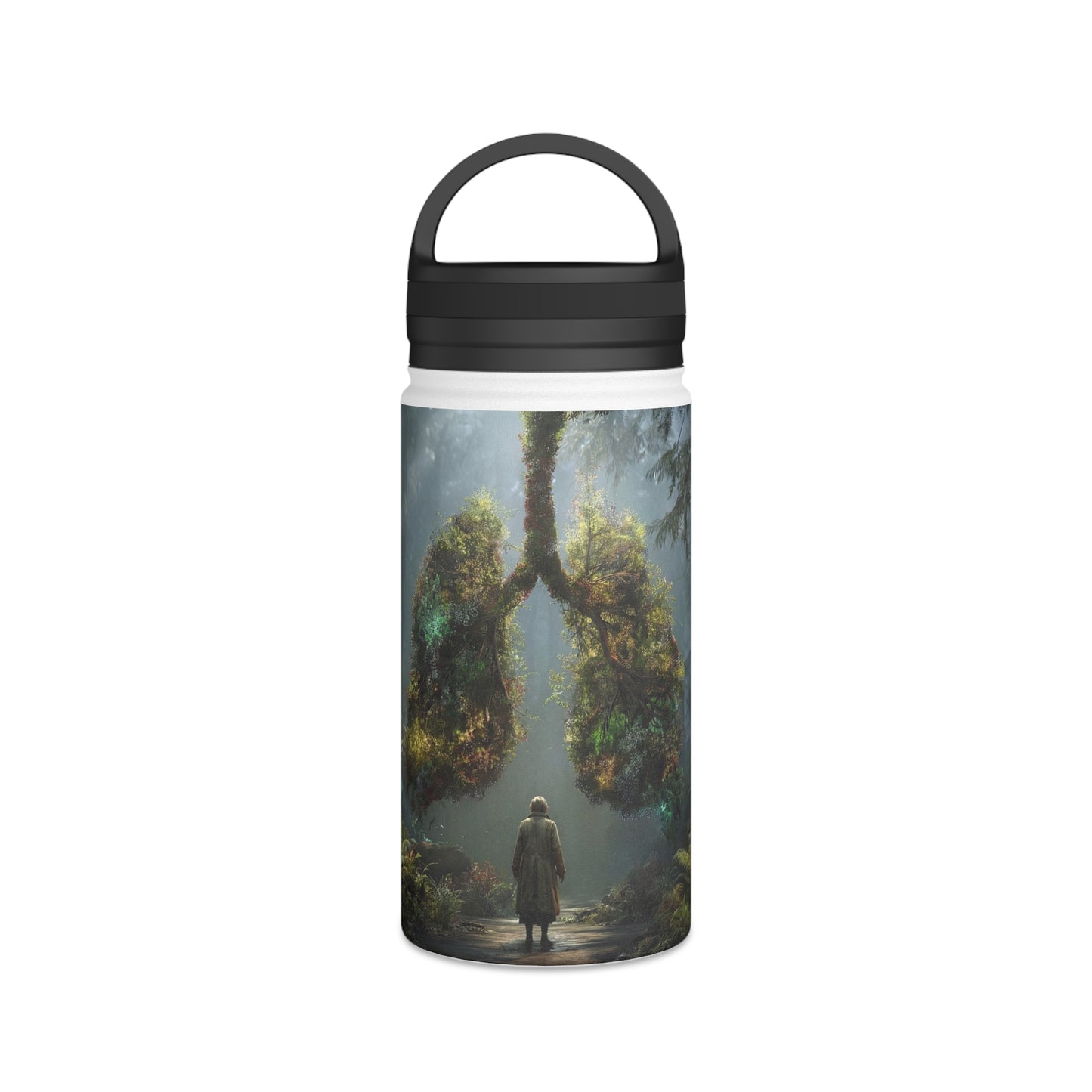 Lungs of the Forest Stainless Steel Water Bottle, Handle Lid – Breath of Ancient Canopy