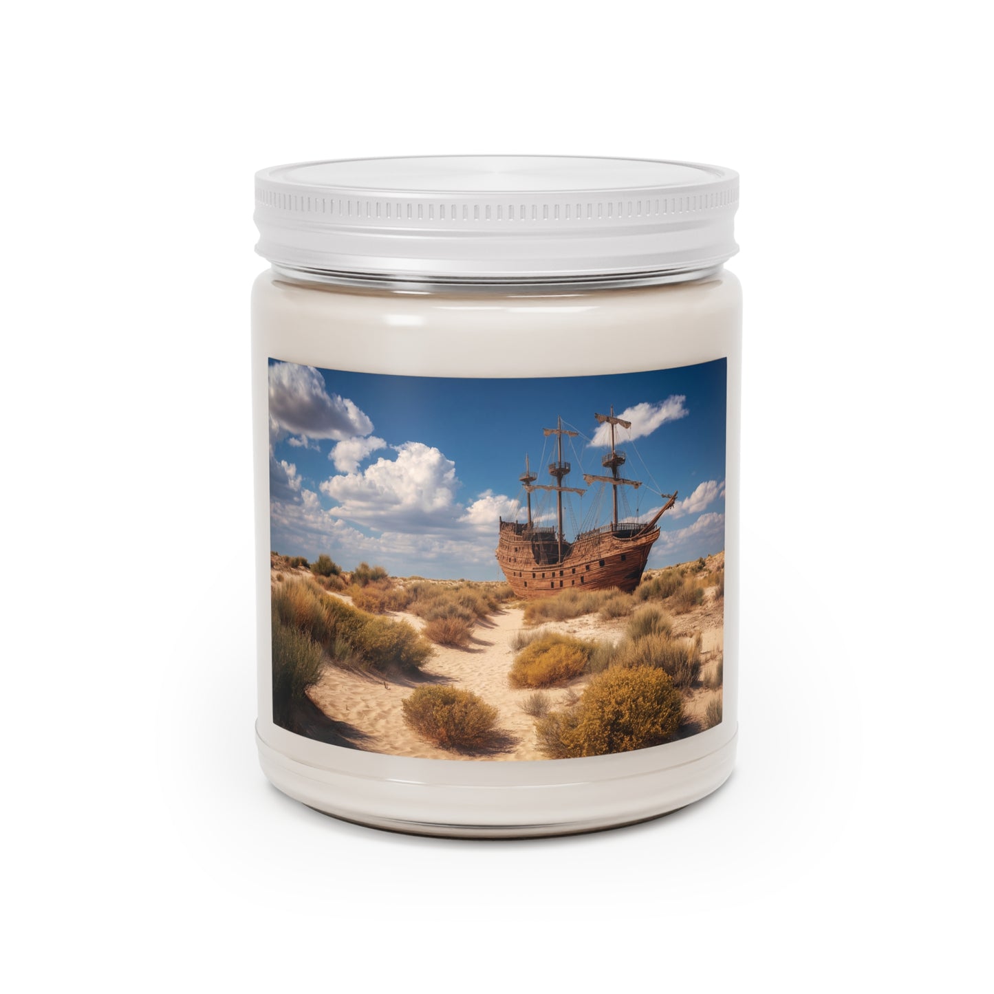 Desert Shipwreck Scented Soy Candles with White Lid, 9oz – Salt-Spray Mirage