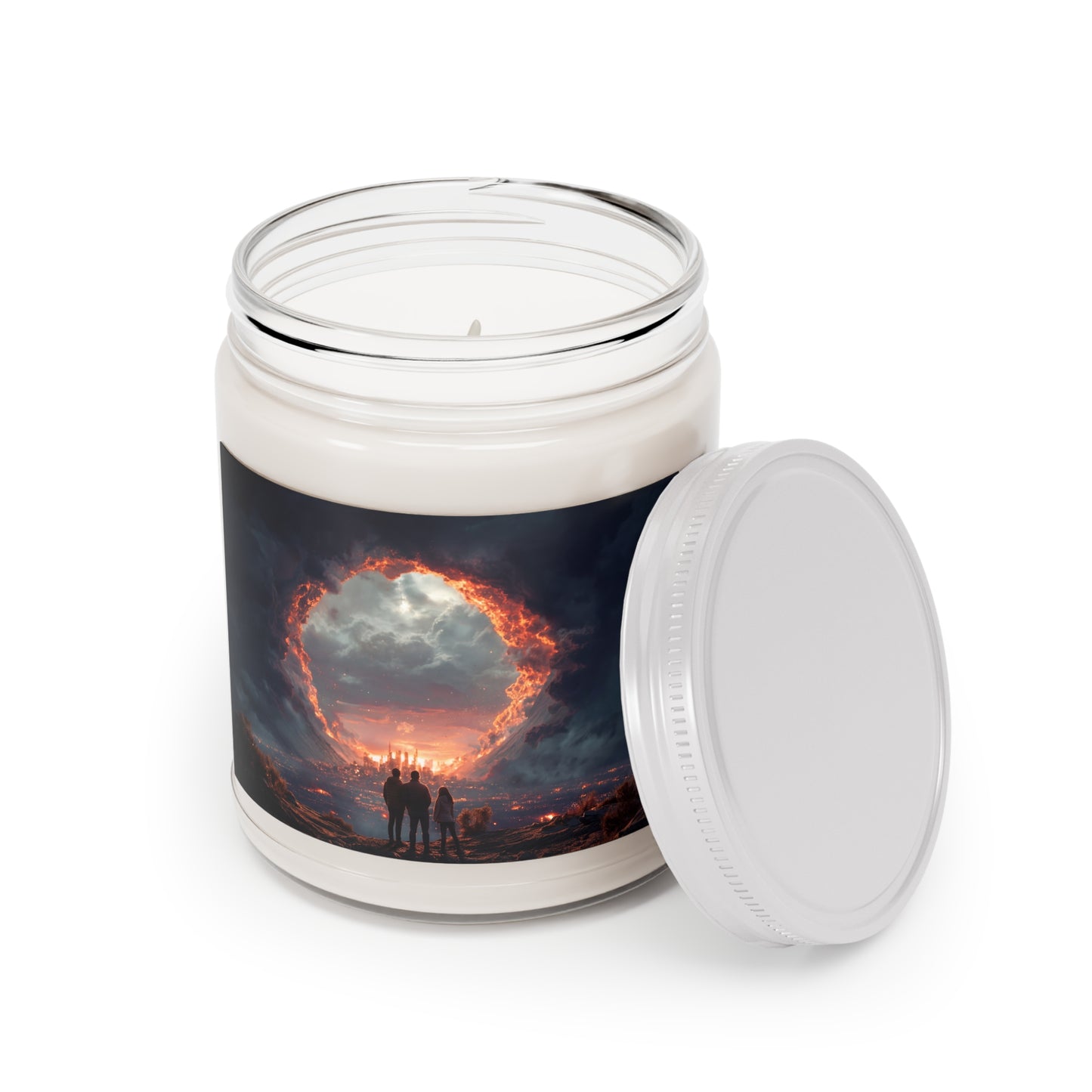 Celestial Portal Scented Soy Candles with White Lid, 9oz – Warm Glow Over a City of Dreams