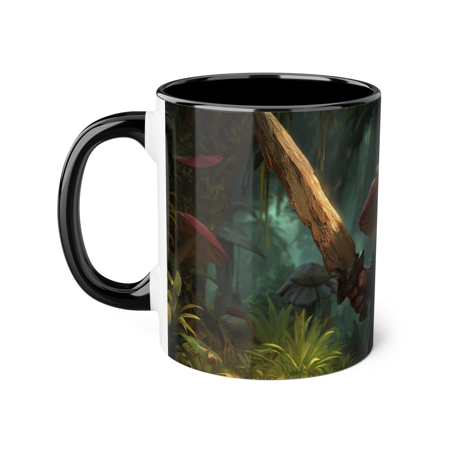 Mushroom Guardian Accent Mugs, 11oz – Toad Warrior with Wooden Blade