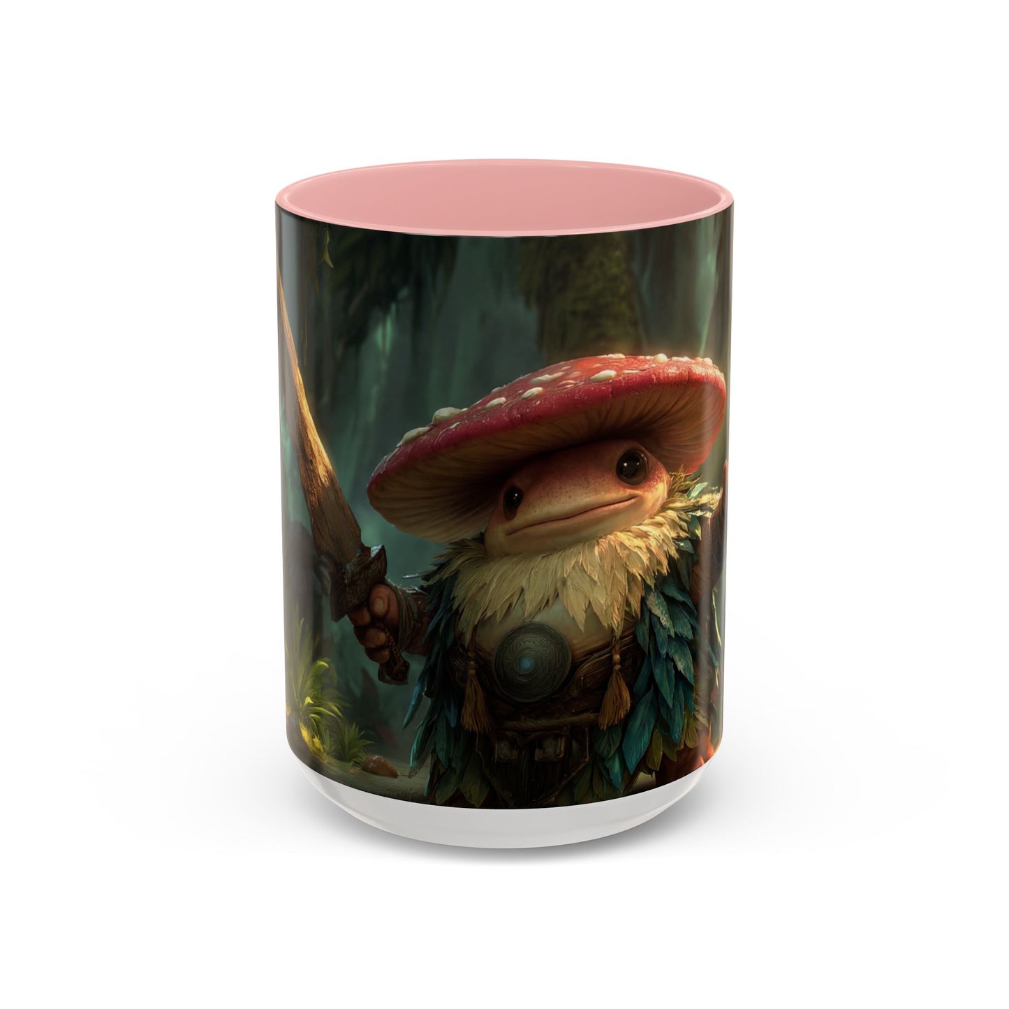 Mushroom Knight Accent Coffee Mug – Verdant Forest Guardian Sentinel