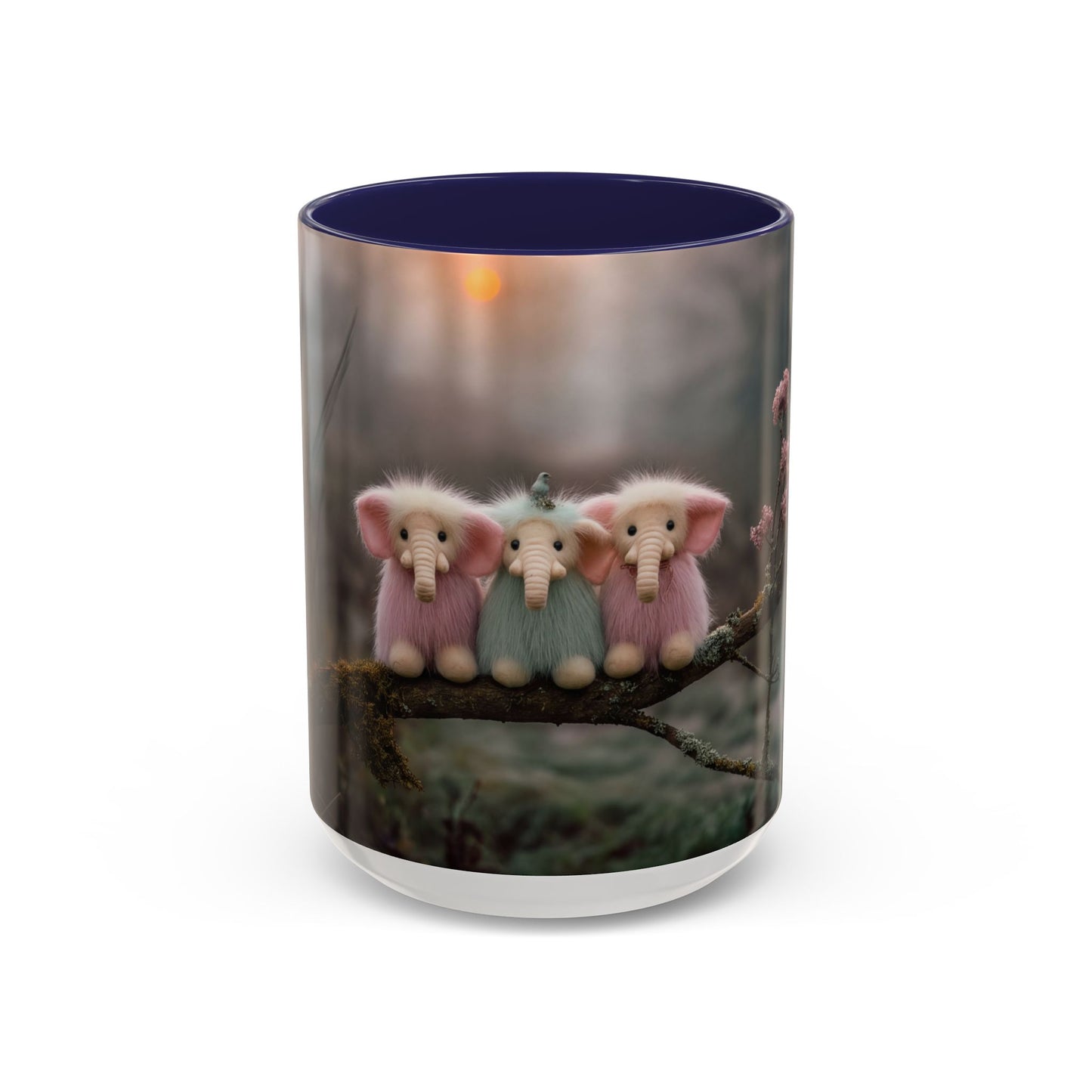 Fuzzy Elephant Trio Accent Coffee Mug (11, 15oz) – Mossy Branch Forest Friends