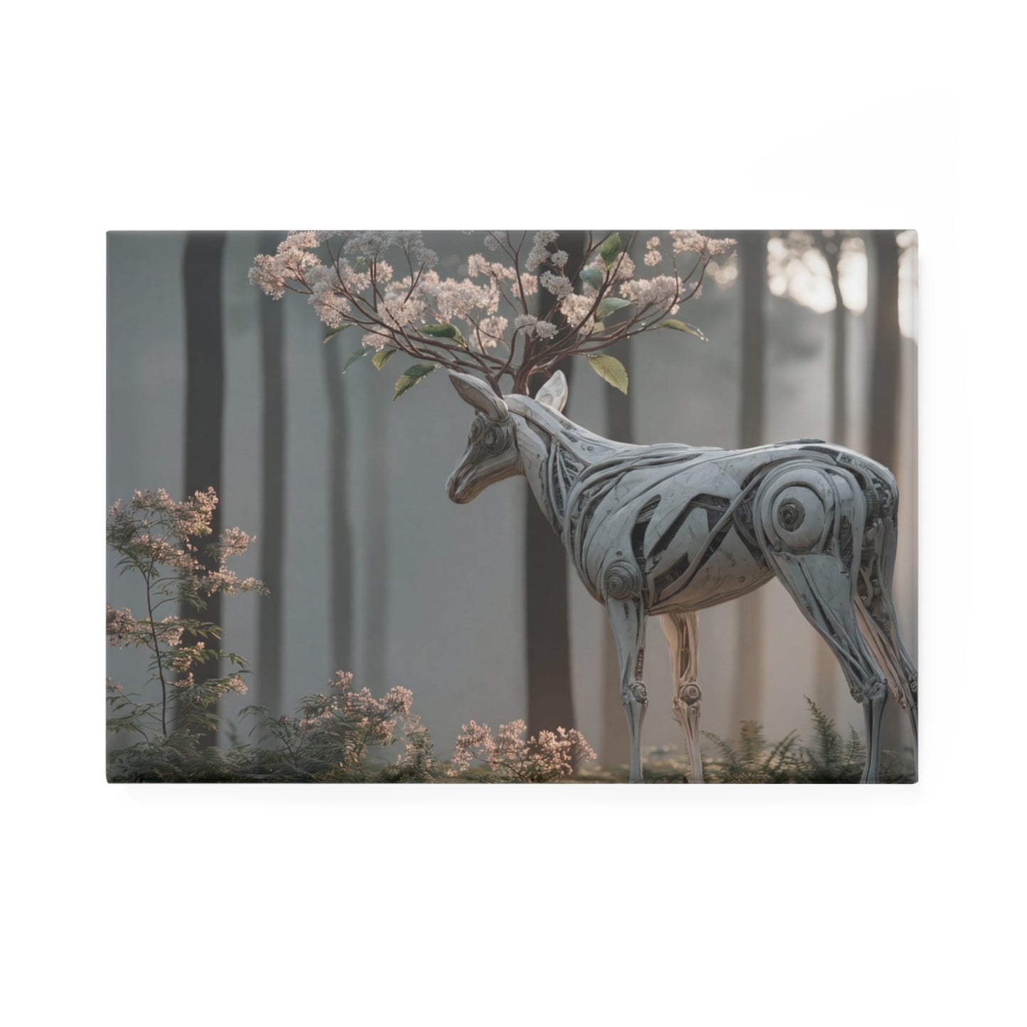Mechanical Deer with Blossom Antlers Button Magnet, Rectangle (1 & 10 pcs) – Forest Whispers of Steampunk Grace
