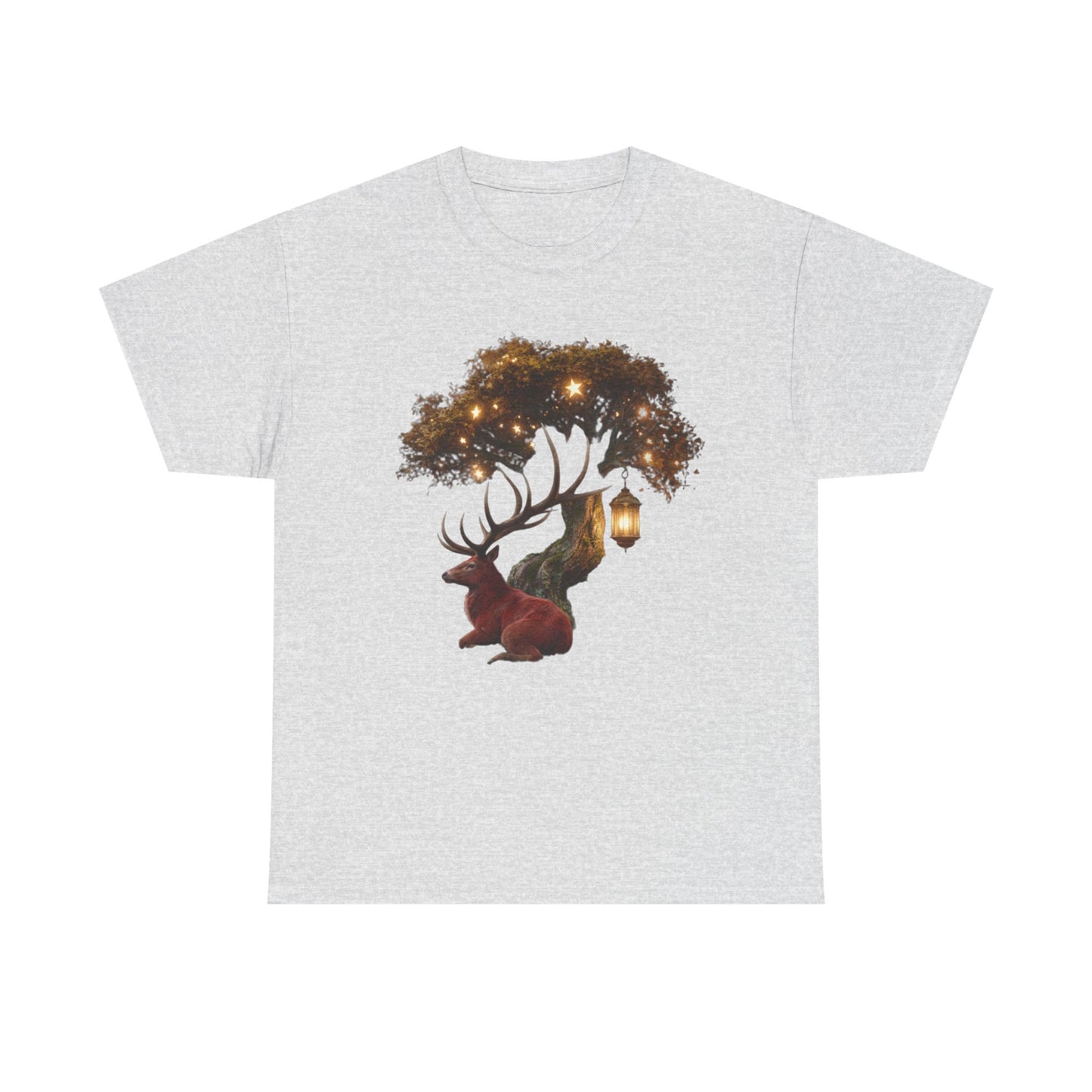 Starlight Stag & Lantern Tee – Autumn Grove Guardian