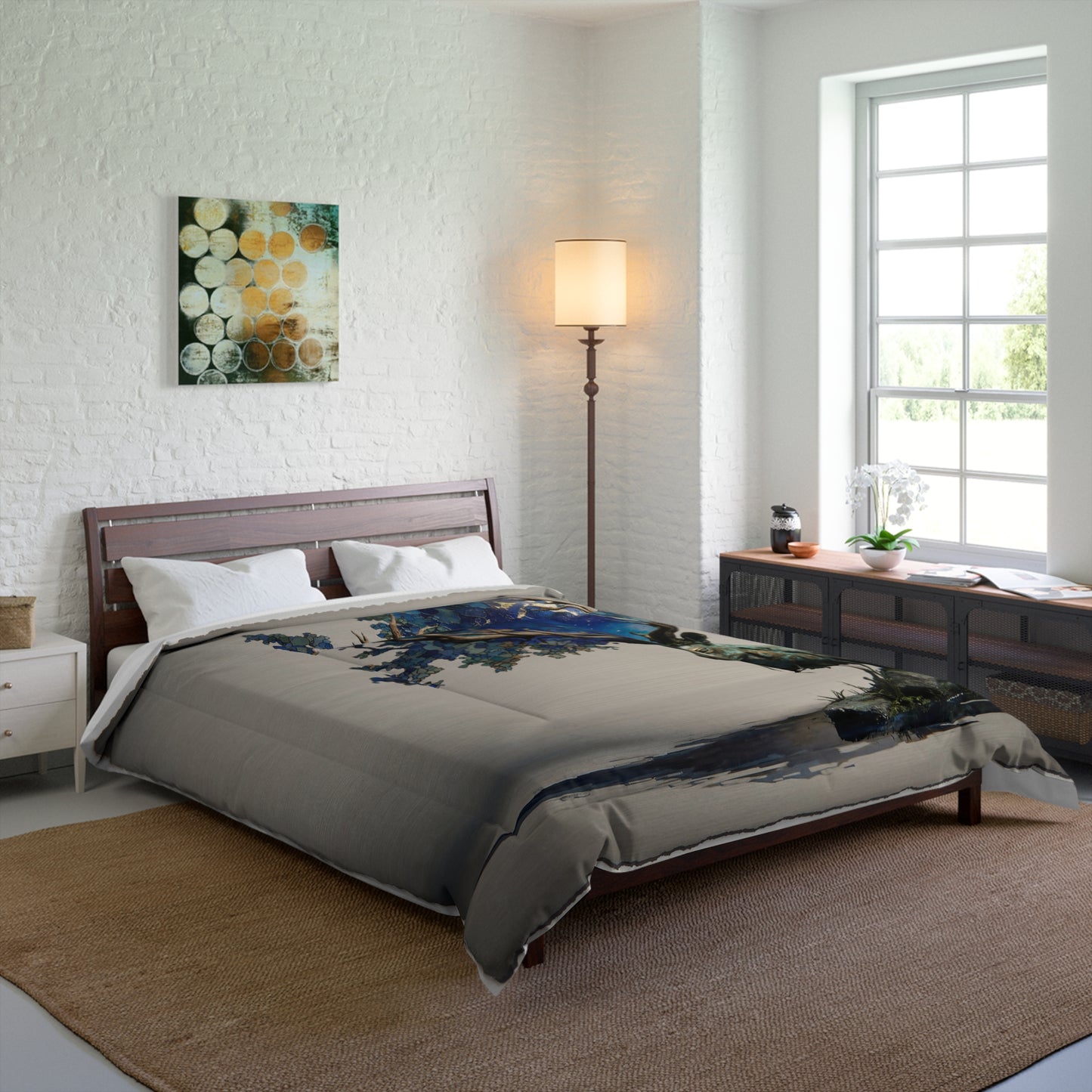 Celestial Stag Comforter – Moonlit Antlers and Starry Sky