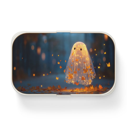 Autumn Ghost Bento Lunch Box – Golden Leaf Spirit in Twilight