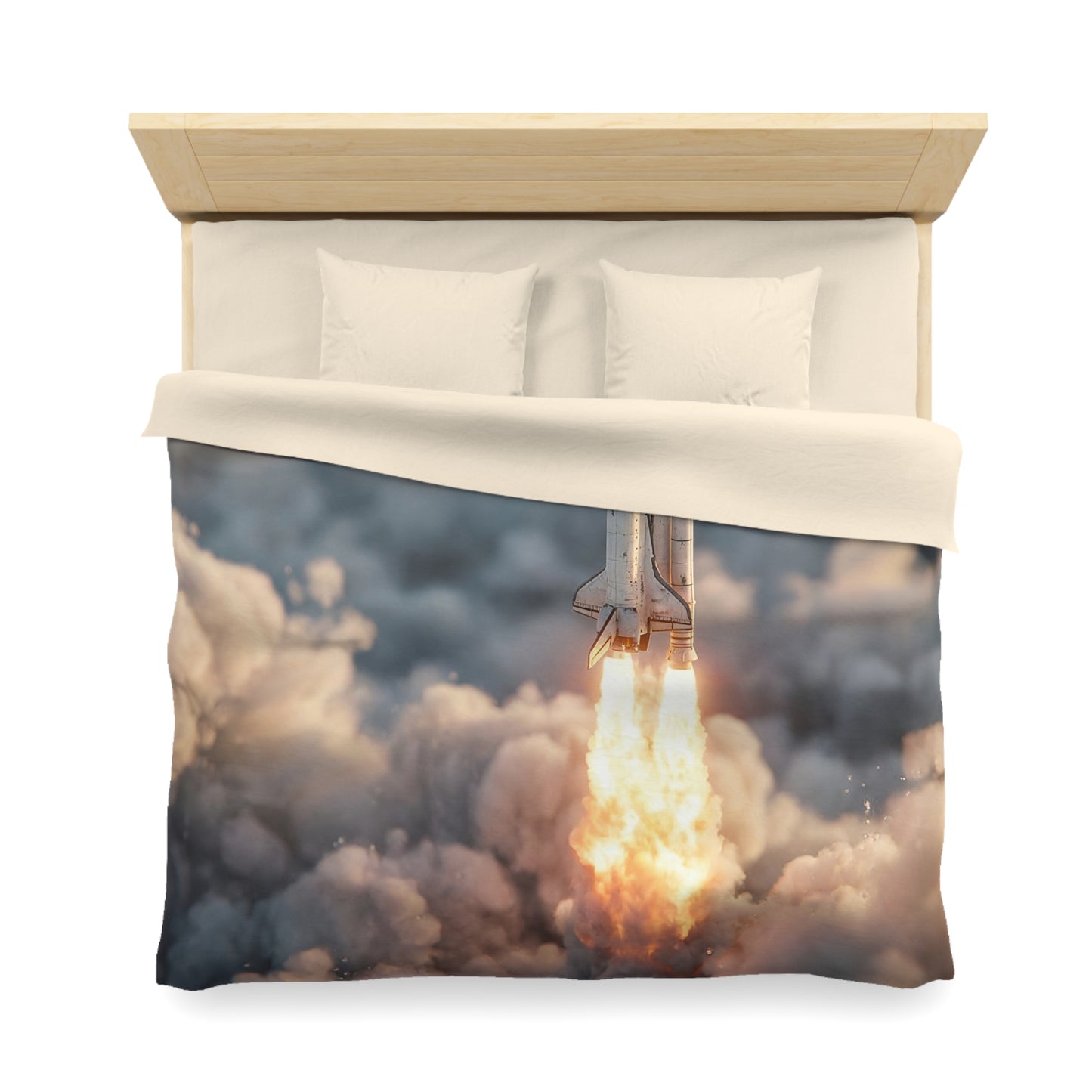 Orbital Launch Microfiber Duvet Cover – Dawn’s Fire Through Cloudscape