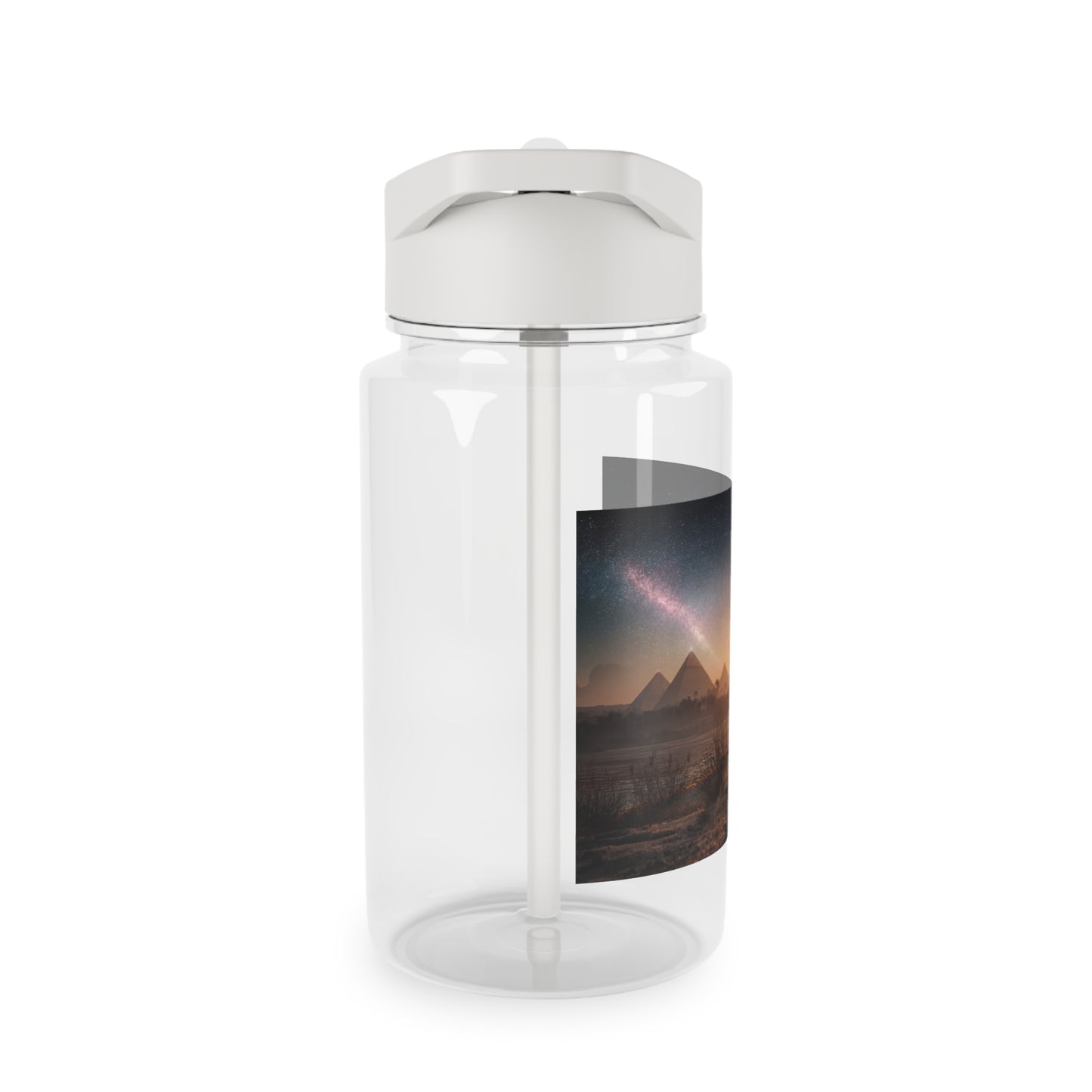 Twin Cats at Pyramids Tritan Water Bottle – Starlit Nile Sunset Silhouette