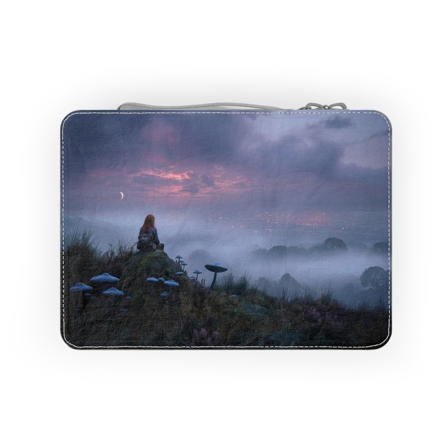 Moonlit Sentinel Paper Lunch Bag – Twilight Meadow with Glowing Fungi