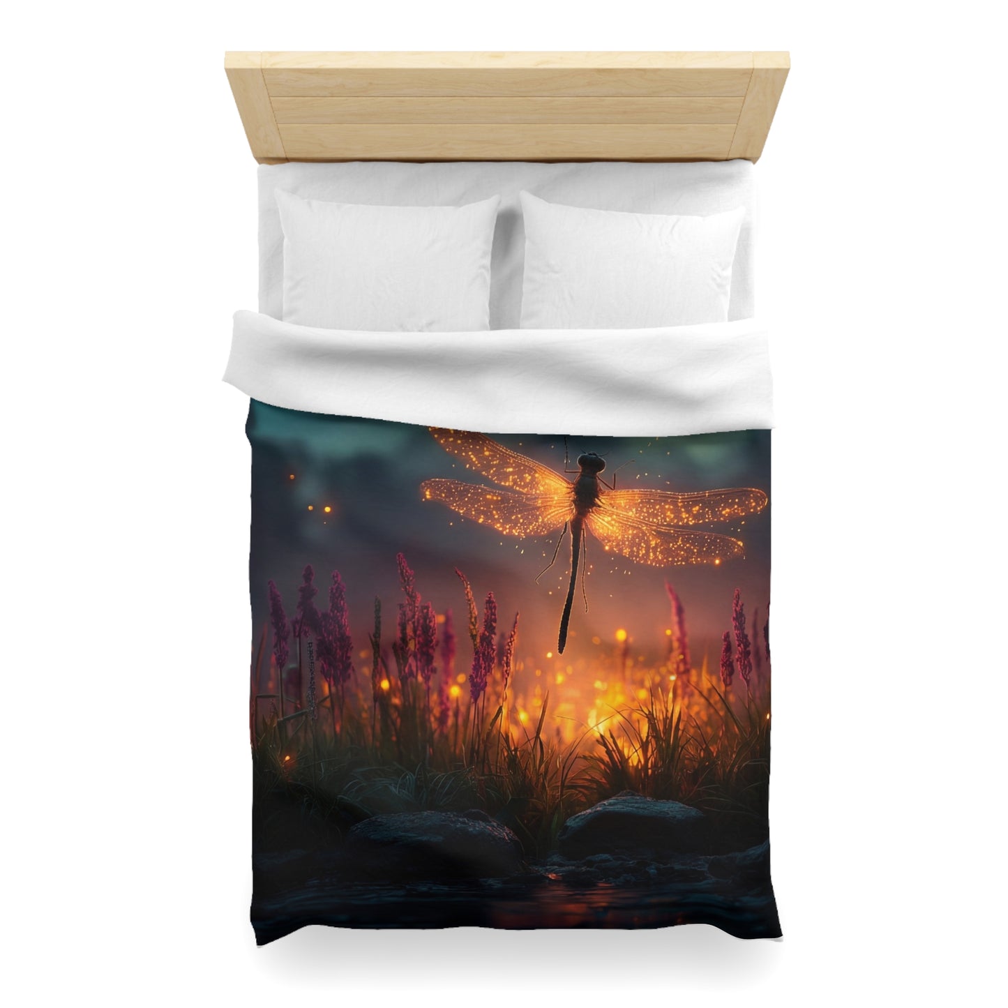 Firefly Dragonfly Microfiber Duvet Cover – Twilight Meadow Dreamscape