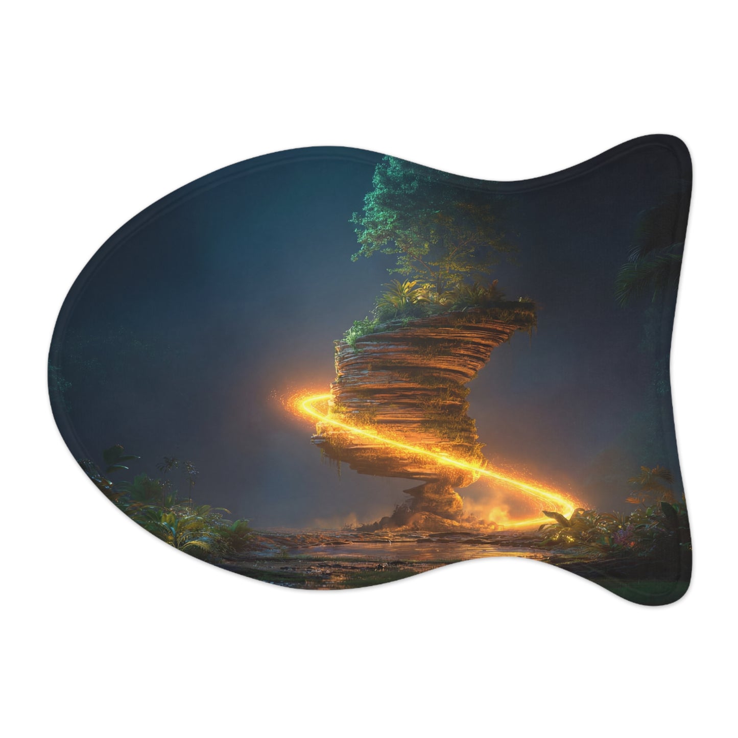 Floating Island Pet Feeding Mats – Luminous Jungle Oasis
