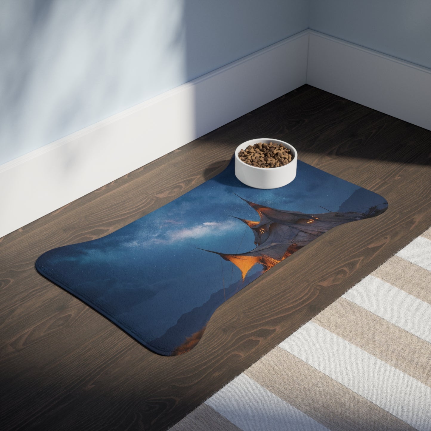 Starlit Nomad Tent Pet Feeding Mats – Milky Way Hearth Beneath the Sky