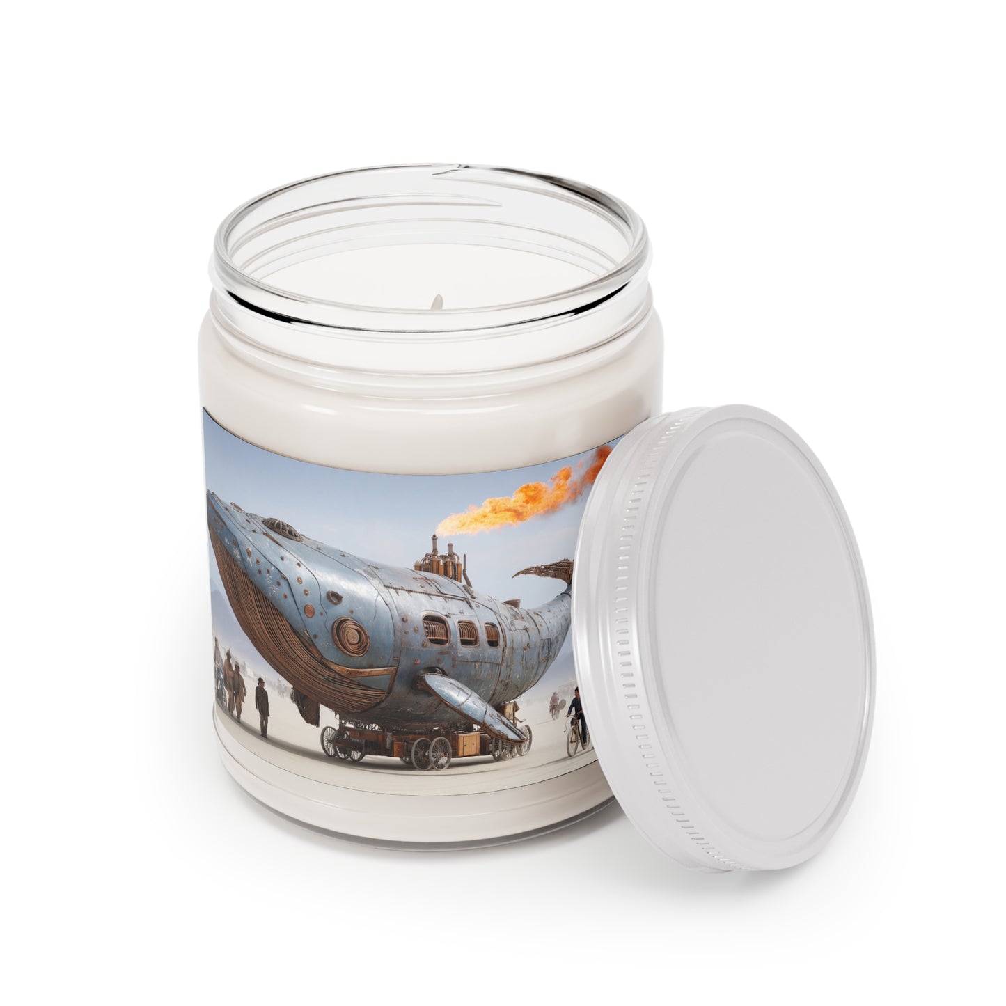 Steampunk Whale Scented Soy Candles with White Lid, 9oz – Rustic Steam & Sky Dreamscape