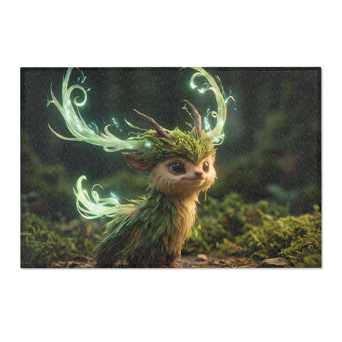 Forest Spirit Deer Rug – Whimsical Luminescent Antler Dream