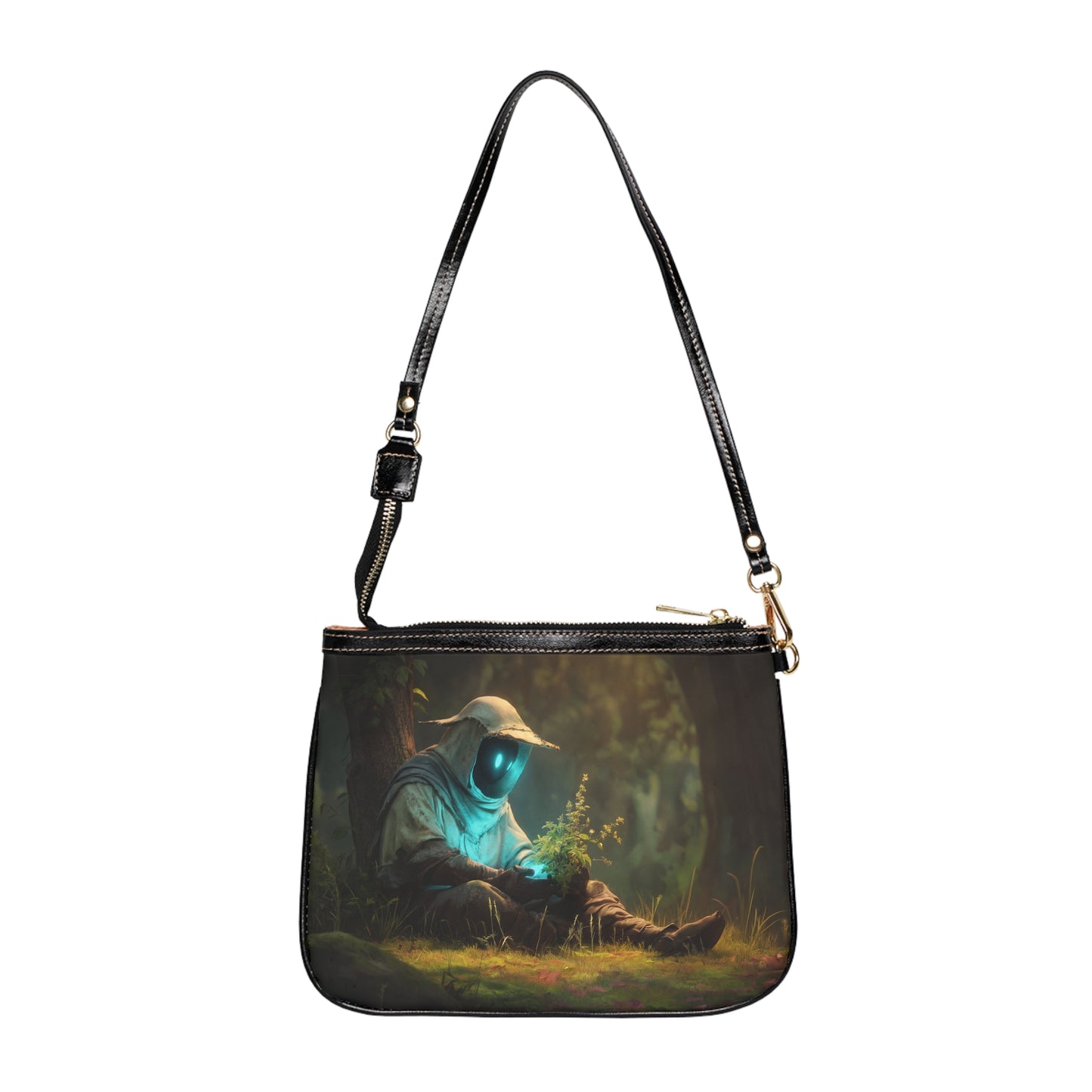 Forest Sentinel Small Shoulder Bag – Glowing Eye in Twilight Grove