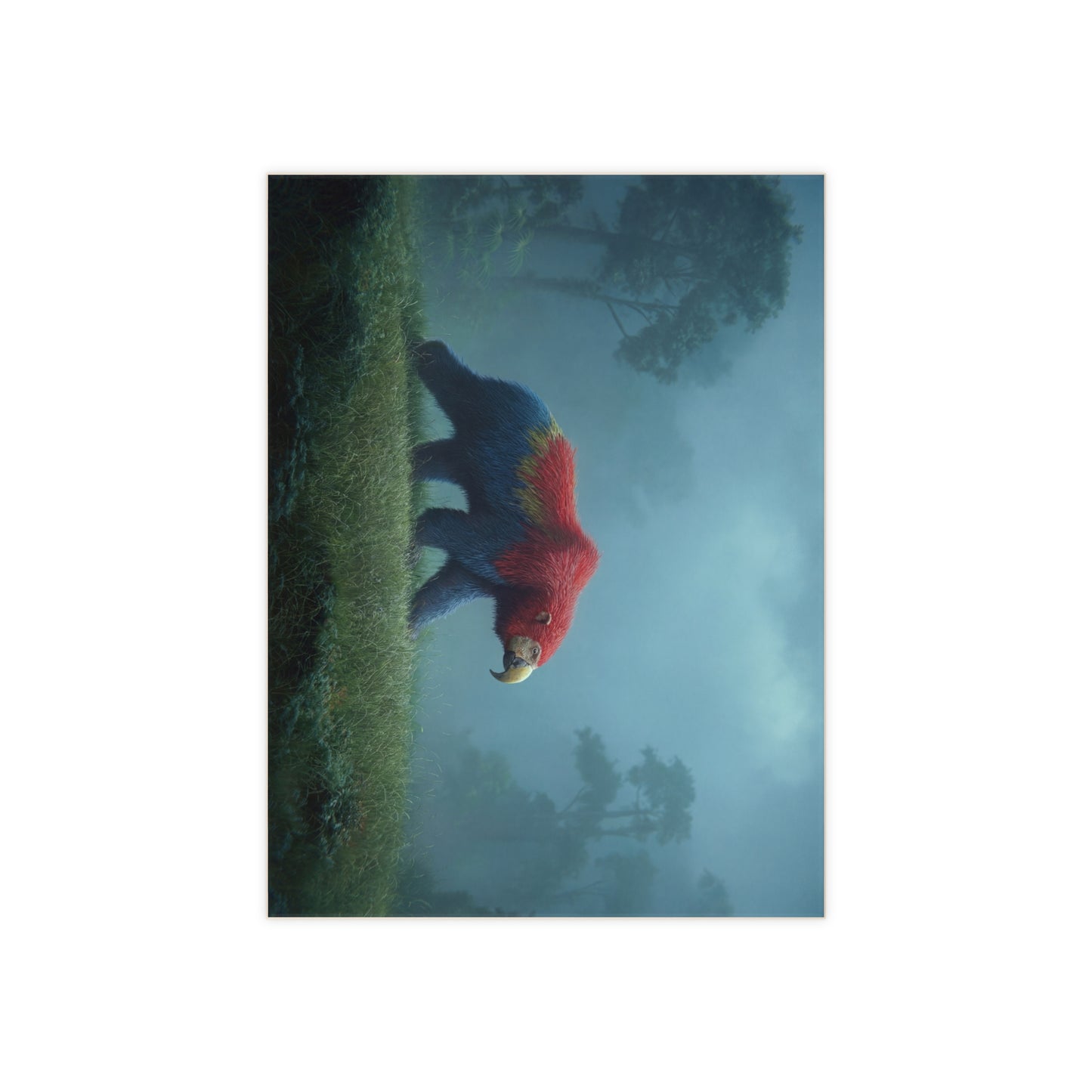 Parrot-Bear in Misty Jungle Ceramic Photo Tile – Whisper of the Lost Rainforest